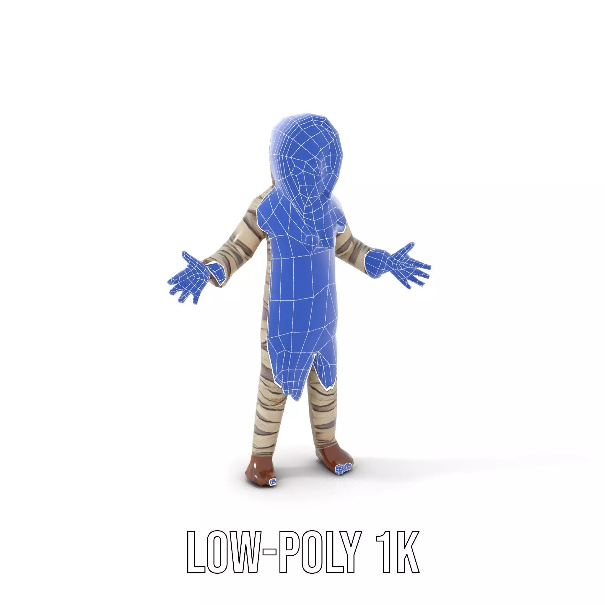 Rigged and Animated Mummy Character Model with Glowing Eyes Low-poly 3D model_23