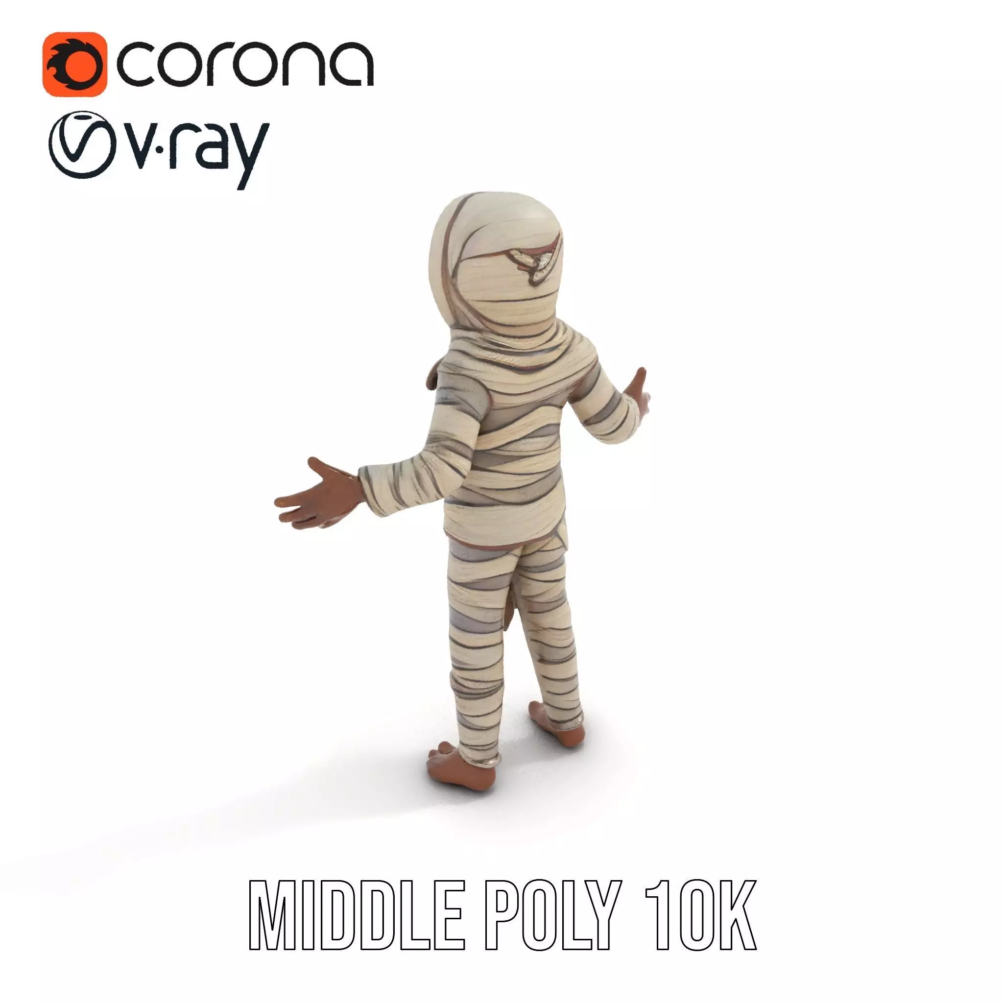 Rigged and Animated Mummy Character Model with Glowing Eyes Low-poly 3D model_19