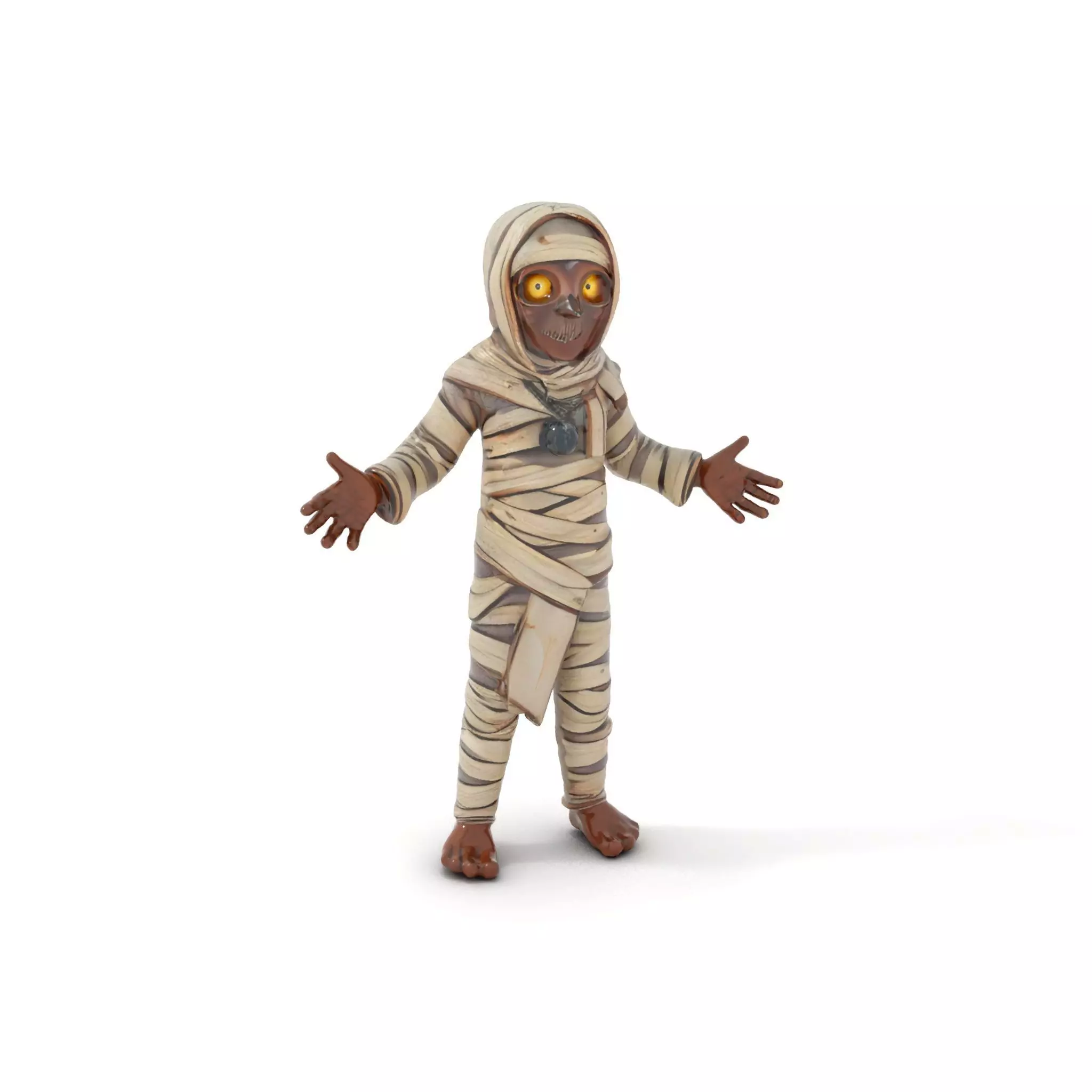 Rigged and Animated Mummy Character Model with Glowing Eyes Low-poly 3D model_0