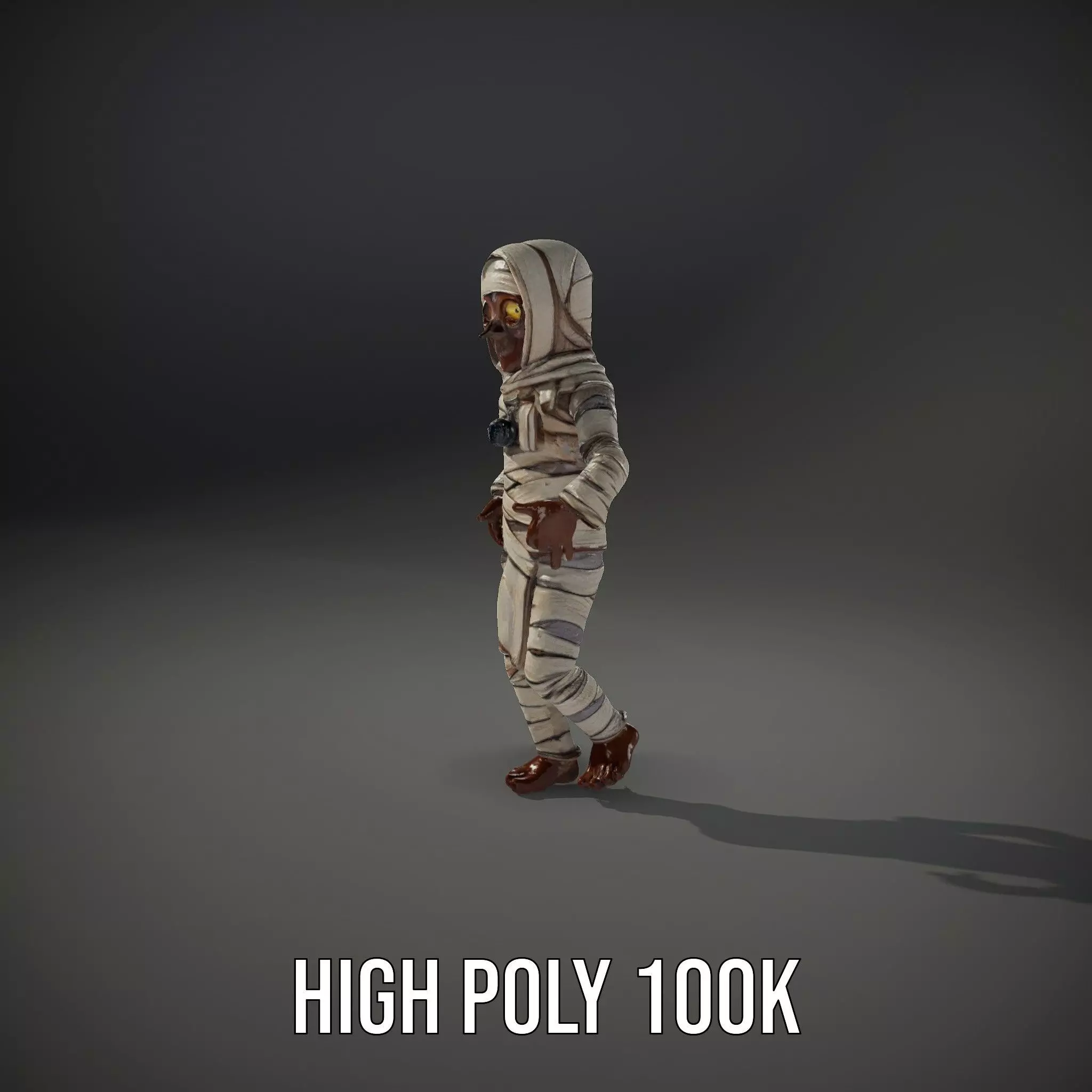 Rigged and Animated Mummy Character Model with Glowing Eyes Low-poly 3D model_21