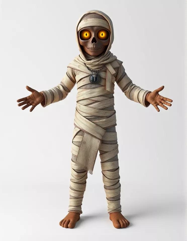 Rigged and Animated Mummy Character Model with Glowing Eyes Low-poly 3D model_3