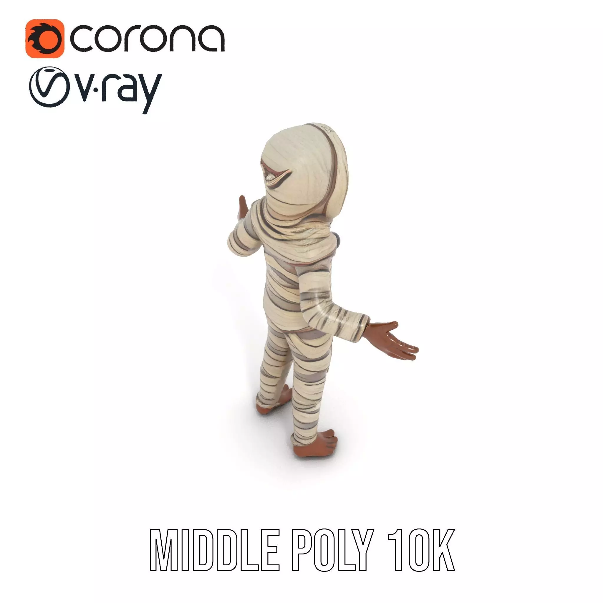 Rigged and Animated Mummy Character Model with Glowing Eyes Low-poly 3D model_17