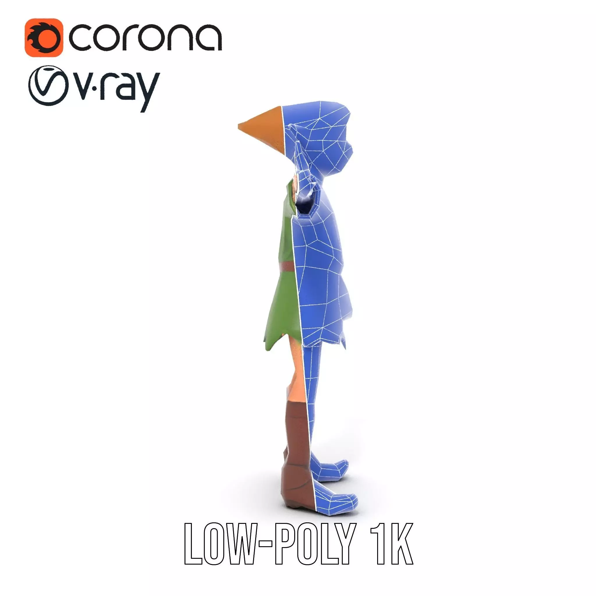 Elven Adventurer Rigged and Animated Model with Various LODs ... Low-poly 3D model_30