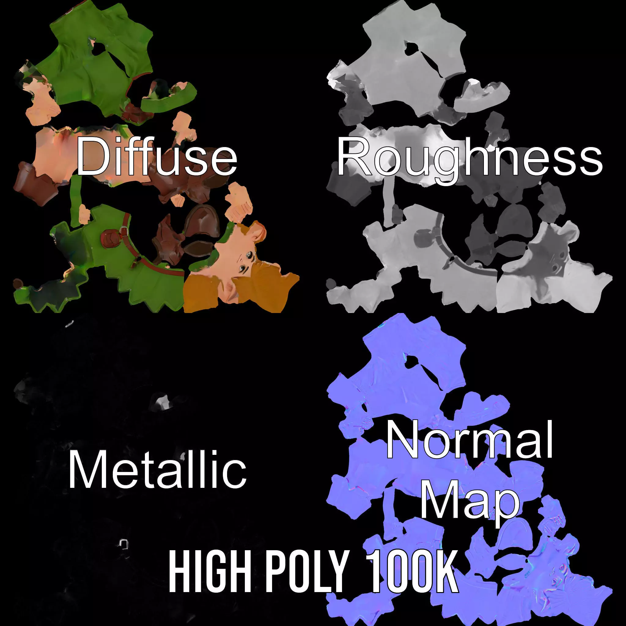 Elven Adventurer Rigged and Animated Model with Various LODs ... Low-poly 3D model_3