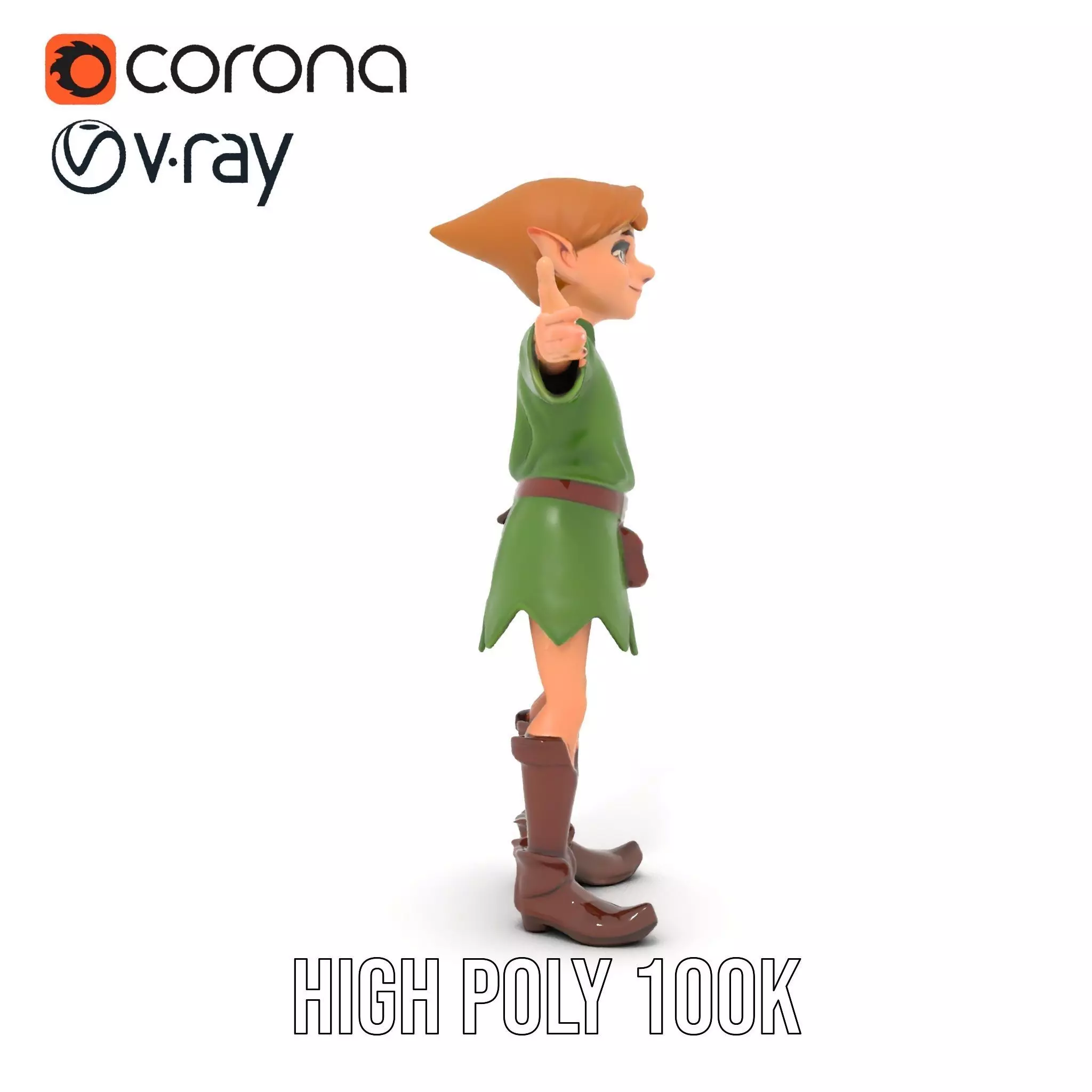 Elven Adventurer Rigged and Animated Model with Various LODs ... Low-poly 3D model_12