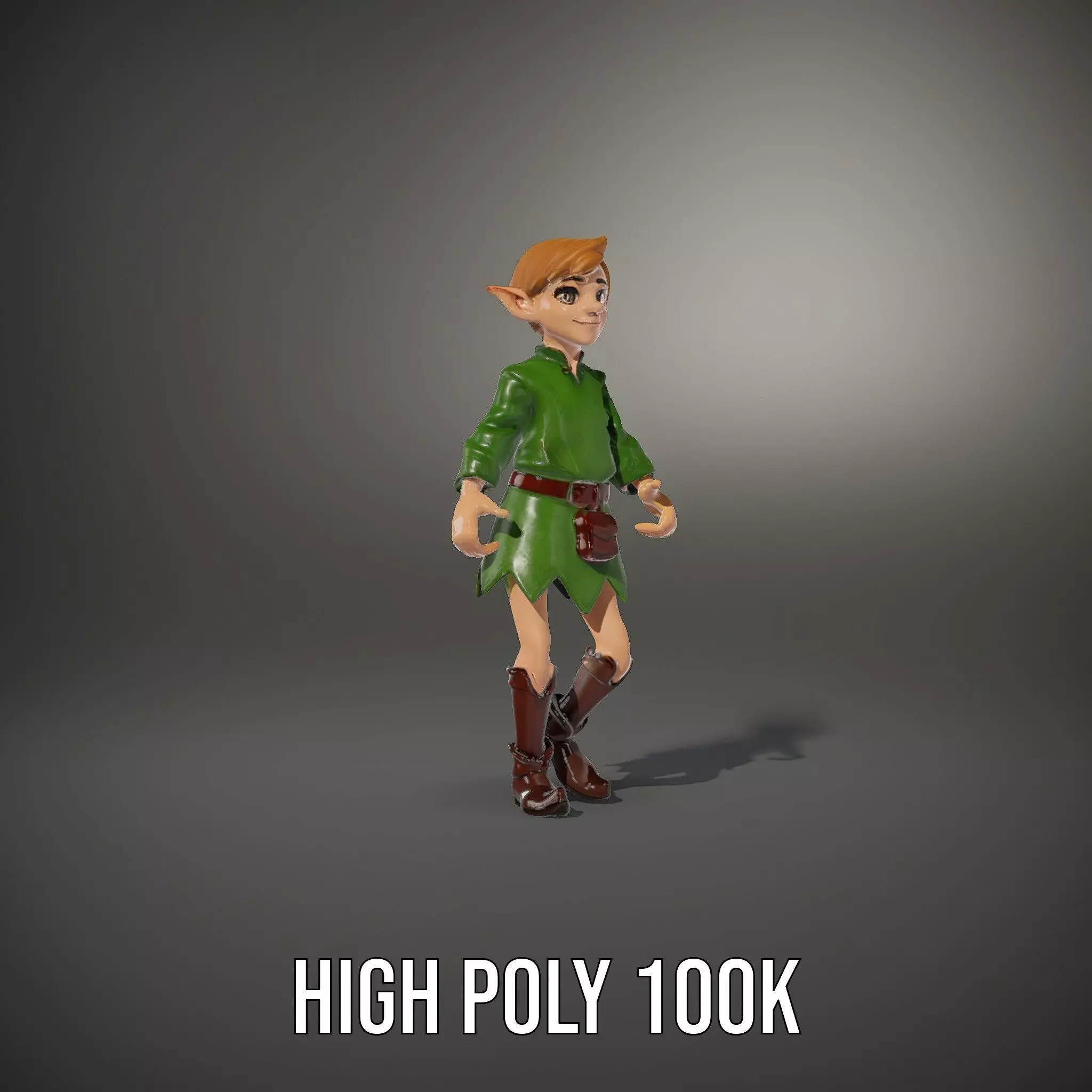 Elven Adventurer Rigged and Animated Model with Various LODs ... Low-poly 3D model_26