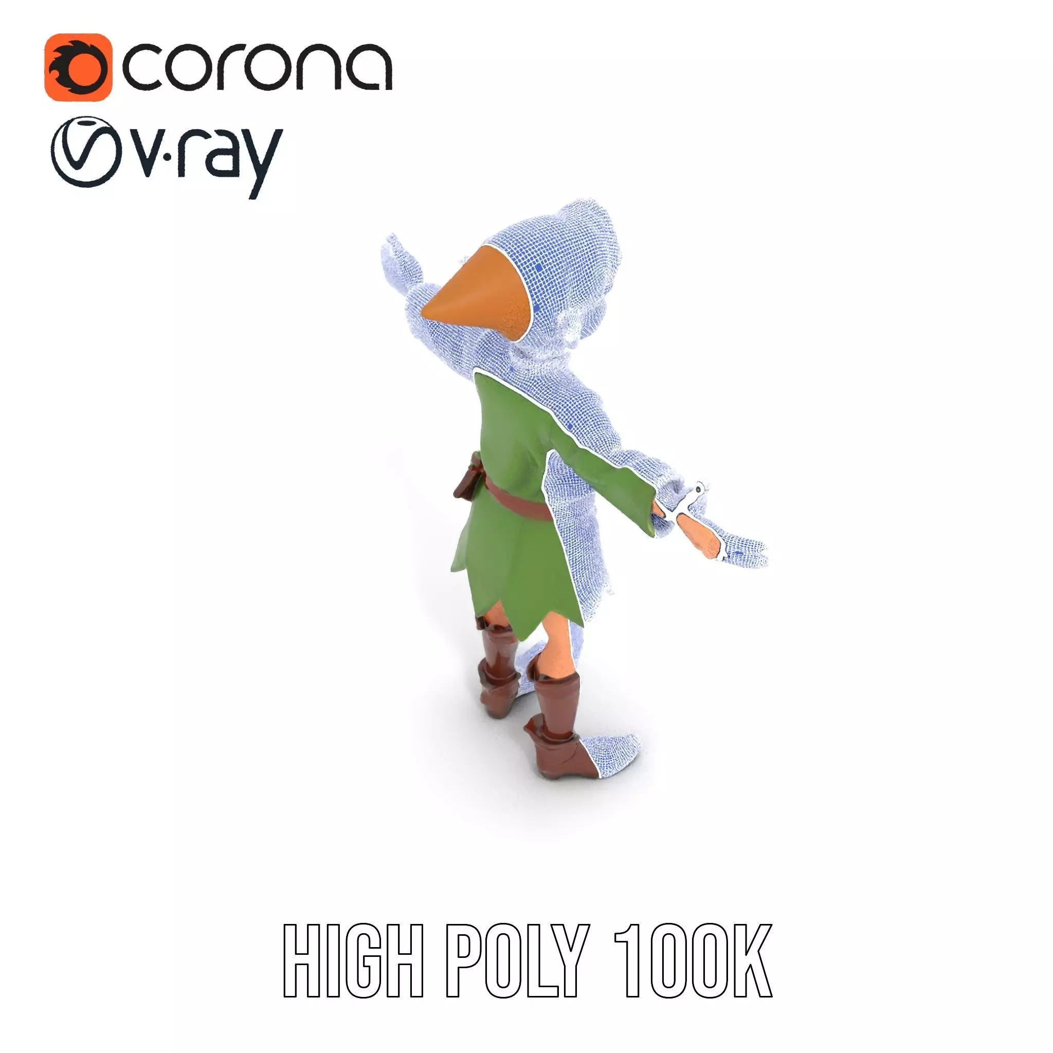 Elven Adventurer Rigged and Animated Model with Various LODs ... Low-poly 3D model_33