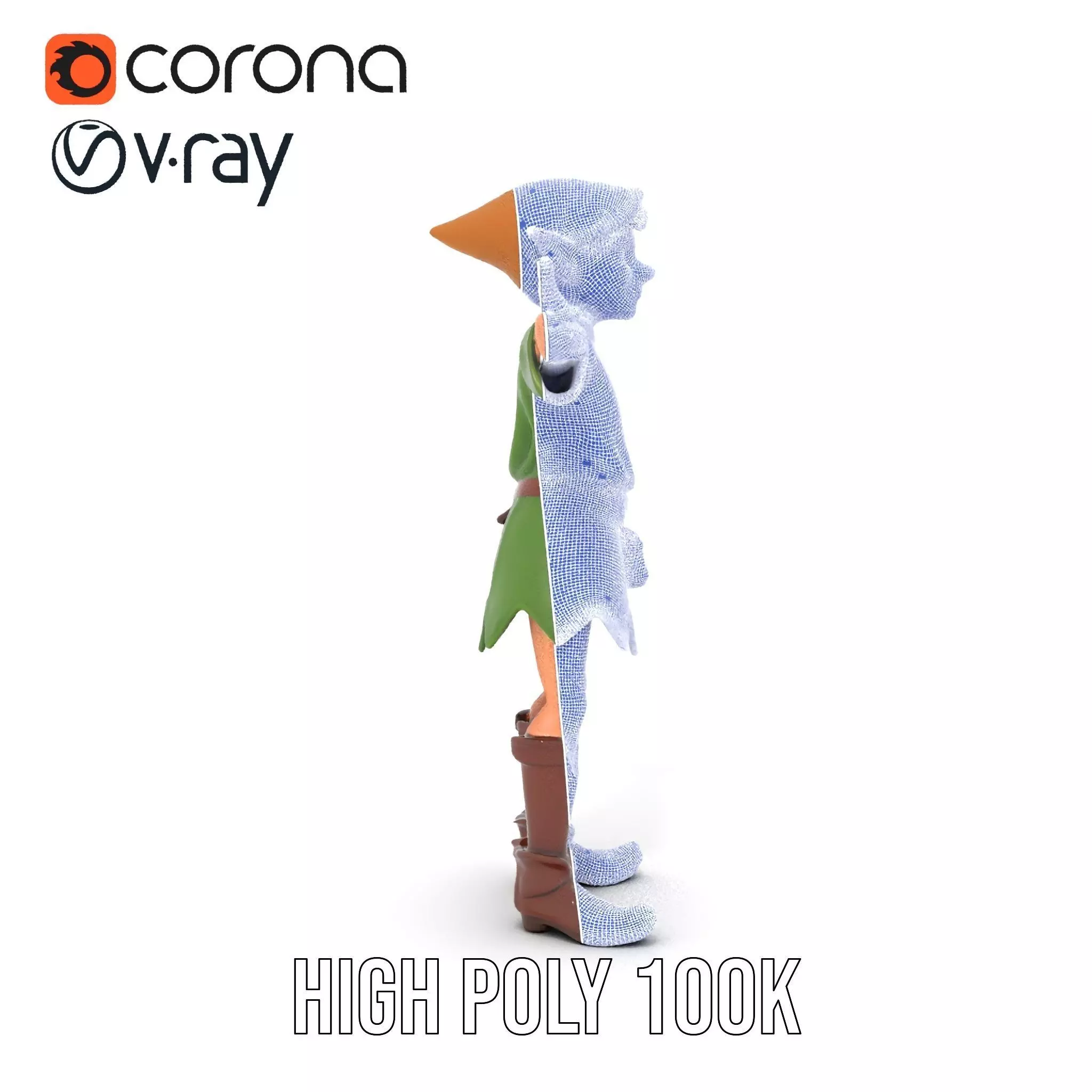 Elven Adventurer Rigged and Animated Model with Various LODs ... Low-poly 3D model_35