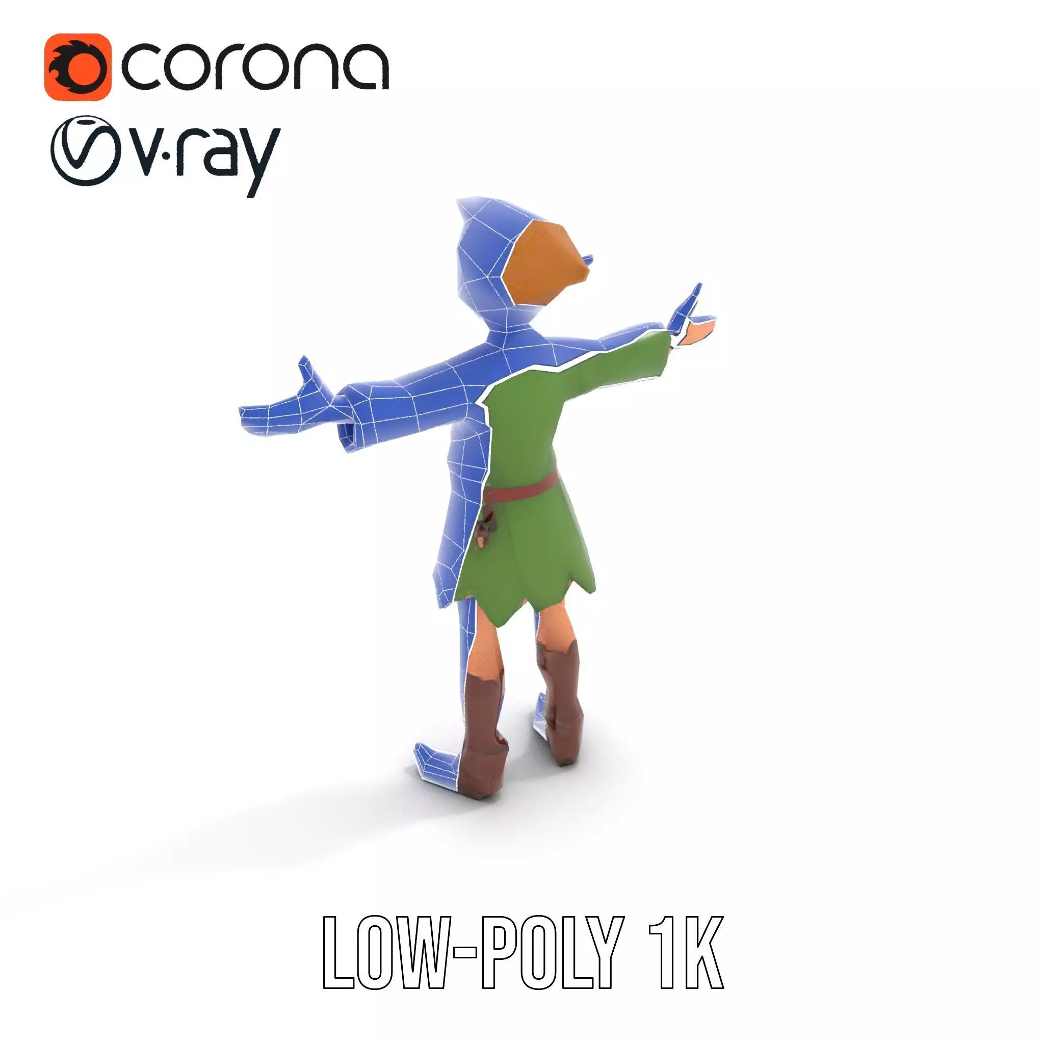 Elven Adventurer Rigged and Animated Model with Various LODs ... Low-poly 3D model_11