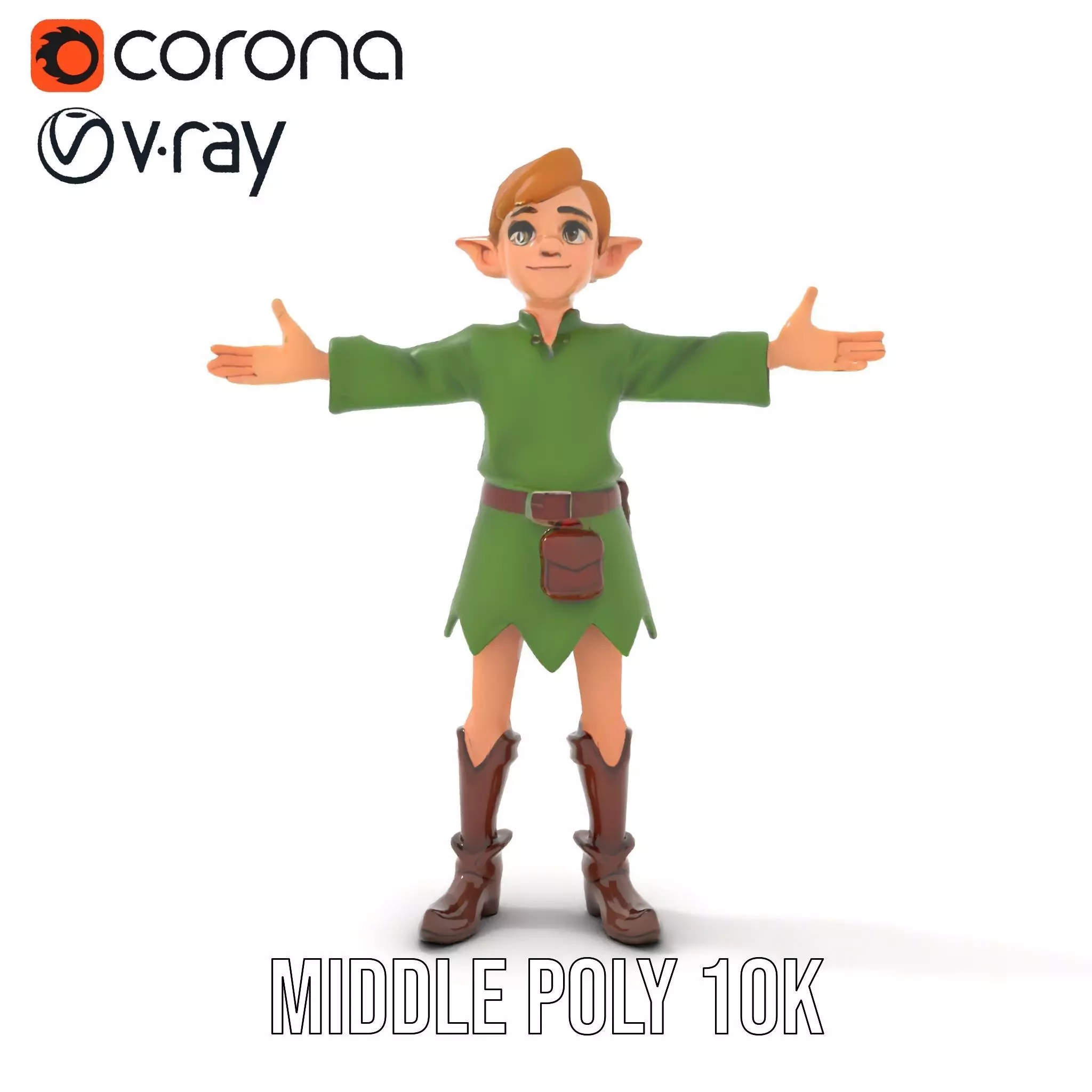 Elven Adventurer Rigged and Animated Model with Various LODs ... Low-poly 3D model_18
