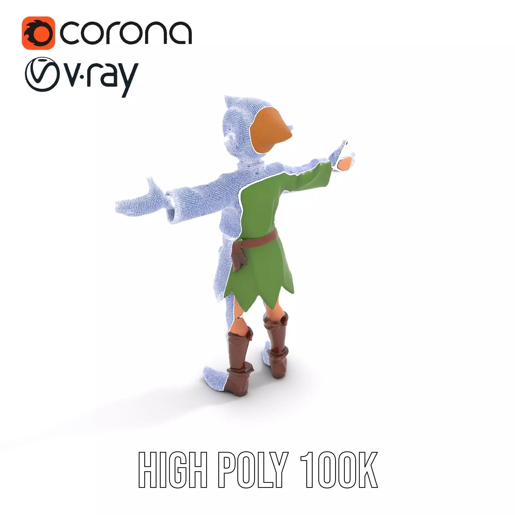 Elven Adventurer Rigged and Animated Model with Various LODs ... Low-poly 3D model_31