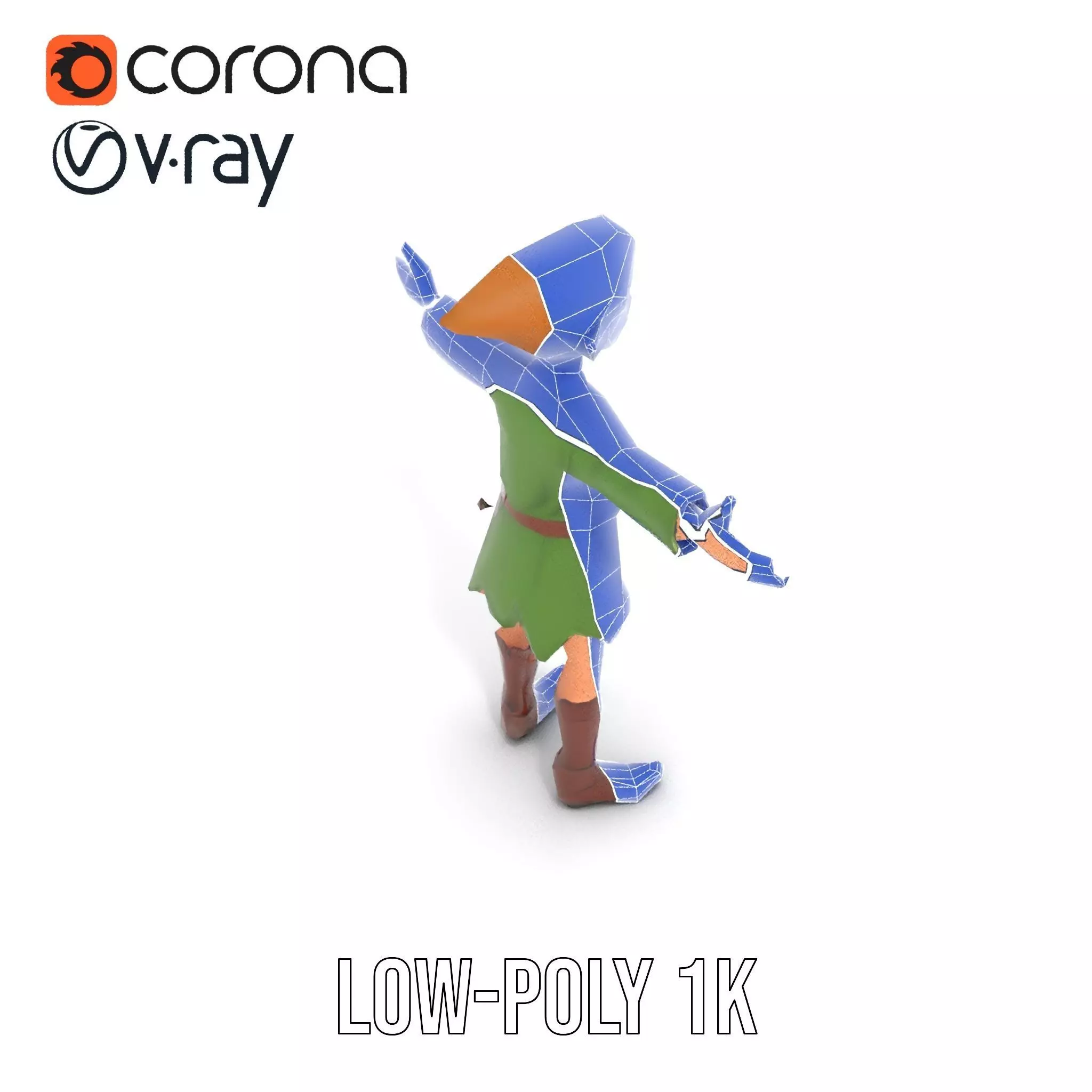 Elven Adventurer Rigged and Animated Model with Various LODs ... Low-poly 3D model_14