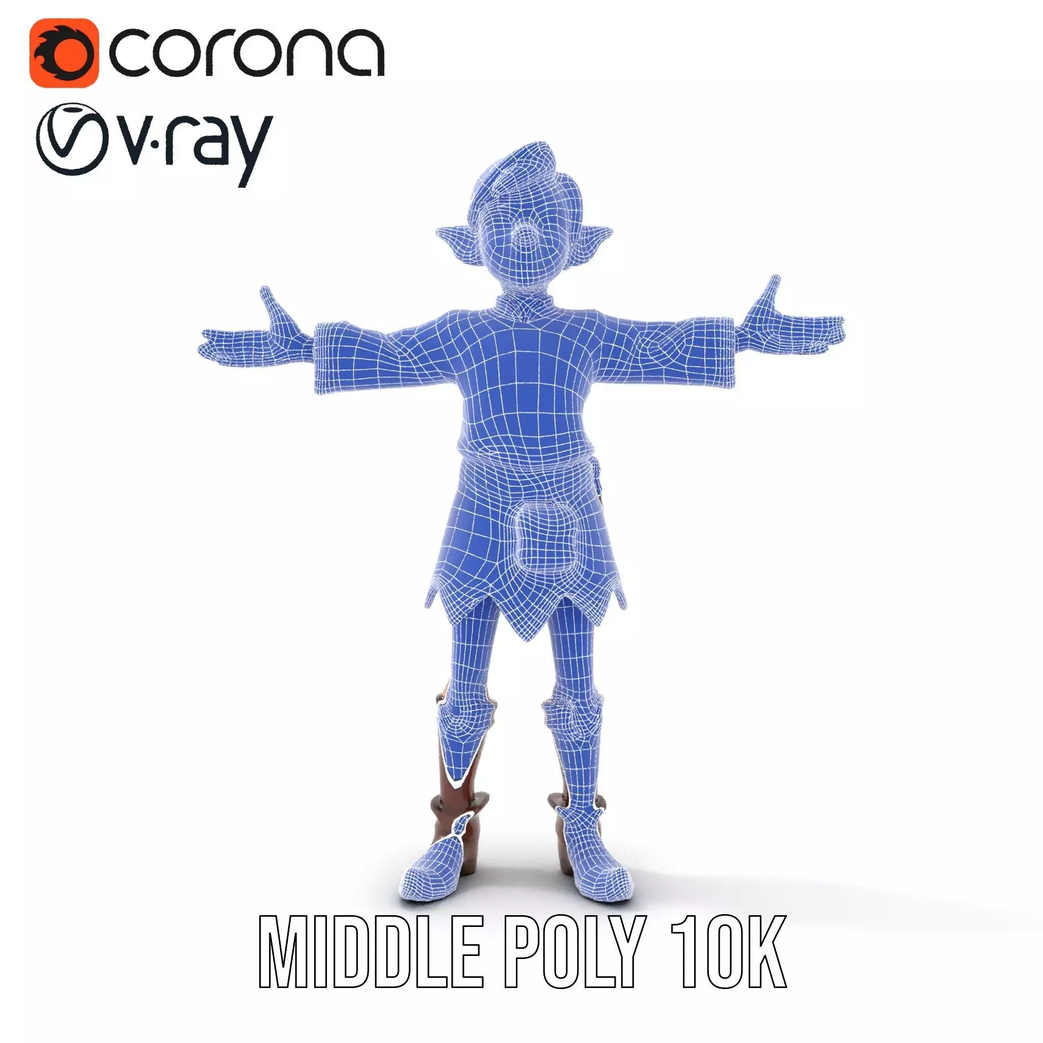 Elven Adventurer Rigged and Animated Model with Various LODs ... Low-poly 3D model_24