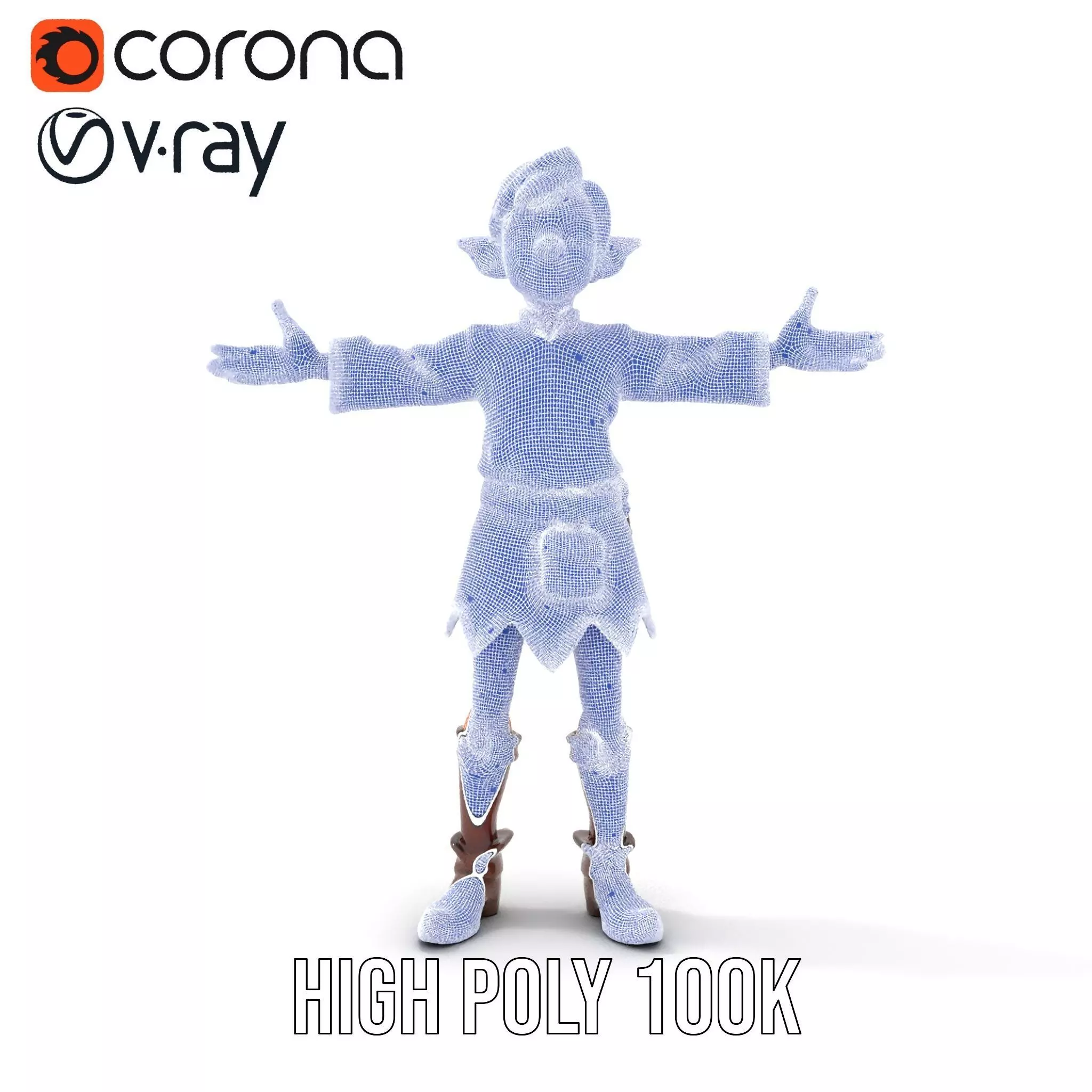 Elven Adventurer Rigged and Animated Model with Various LODs ... Low-poly 3D model_36