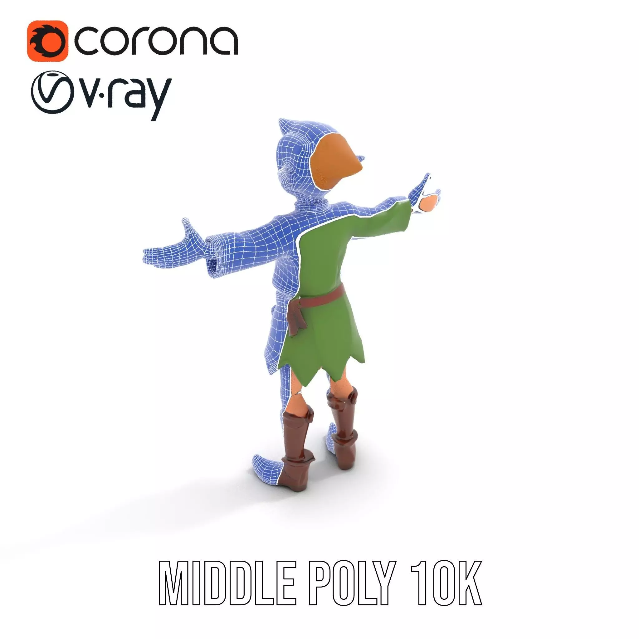Elven Adventurer Rigged and Animated Model with Various LODs ... Low-poly 3D model_29