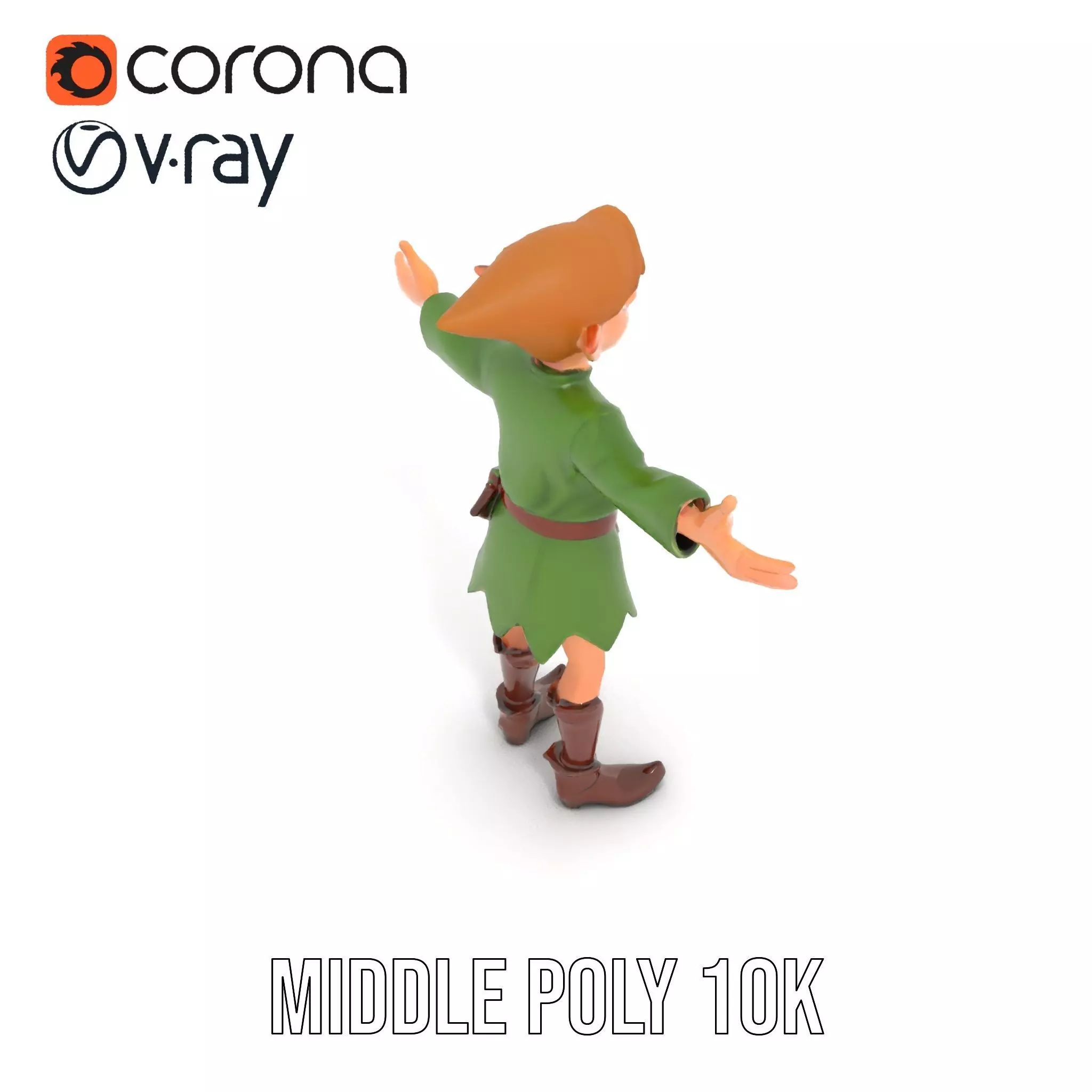 Elven Adventurer Rigged and Animated Model with Various LODs ... Low-poly 3D model_16