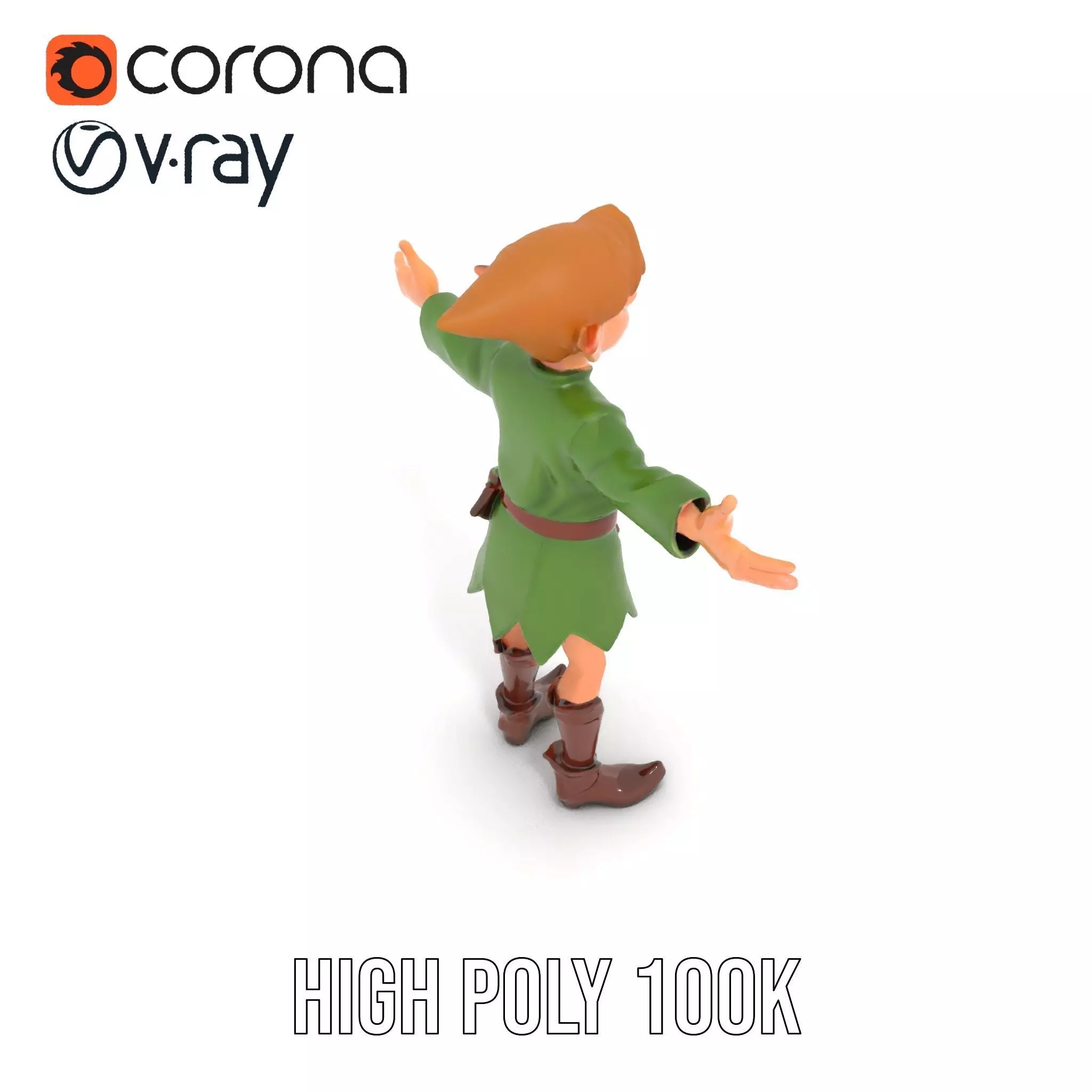 Elven Adventurer Rigged and Animated Model with Various LODs ... Low-poly 3D model_23