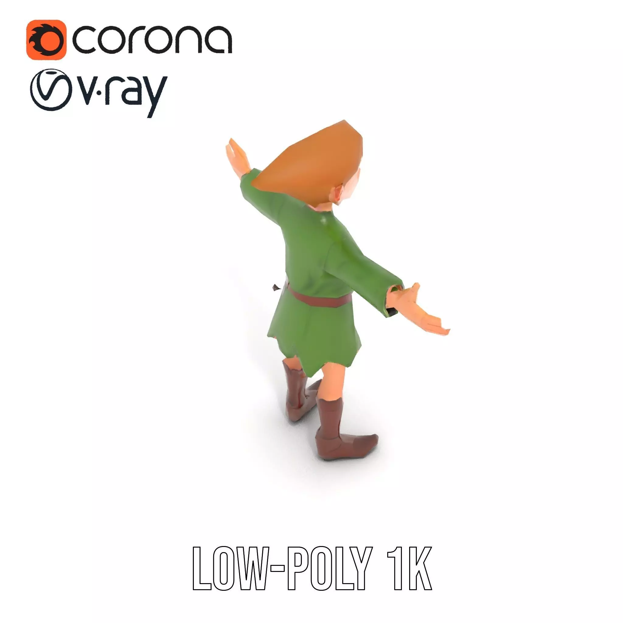 Elven Adventurer Rigged and Animated Model with Various LODs ... Low-poly 3D model_25