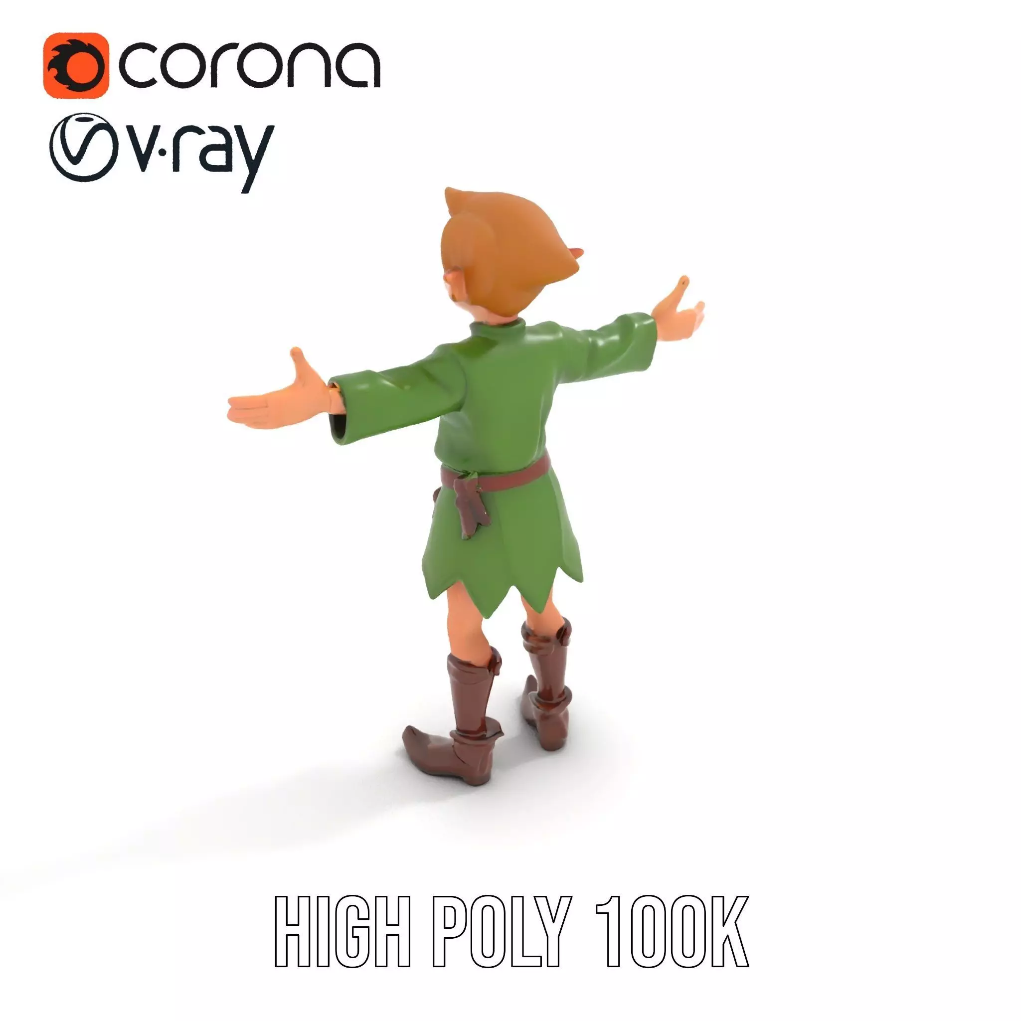 Elven Adventurer Rigged and Animated Model with Various LODs ... Low-poly 3D model_15