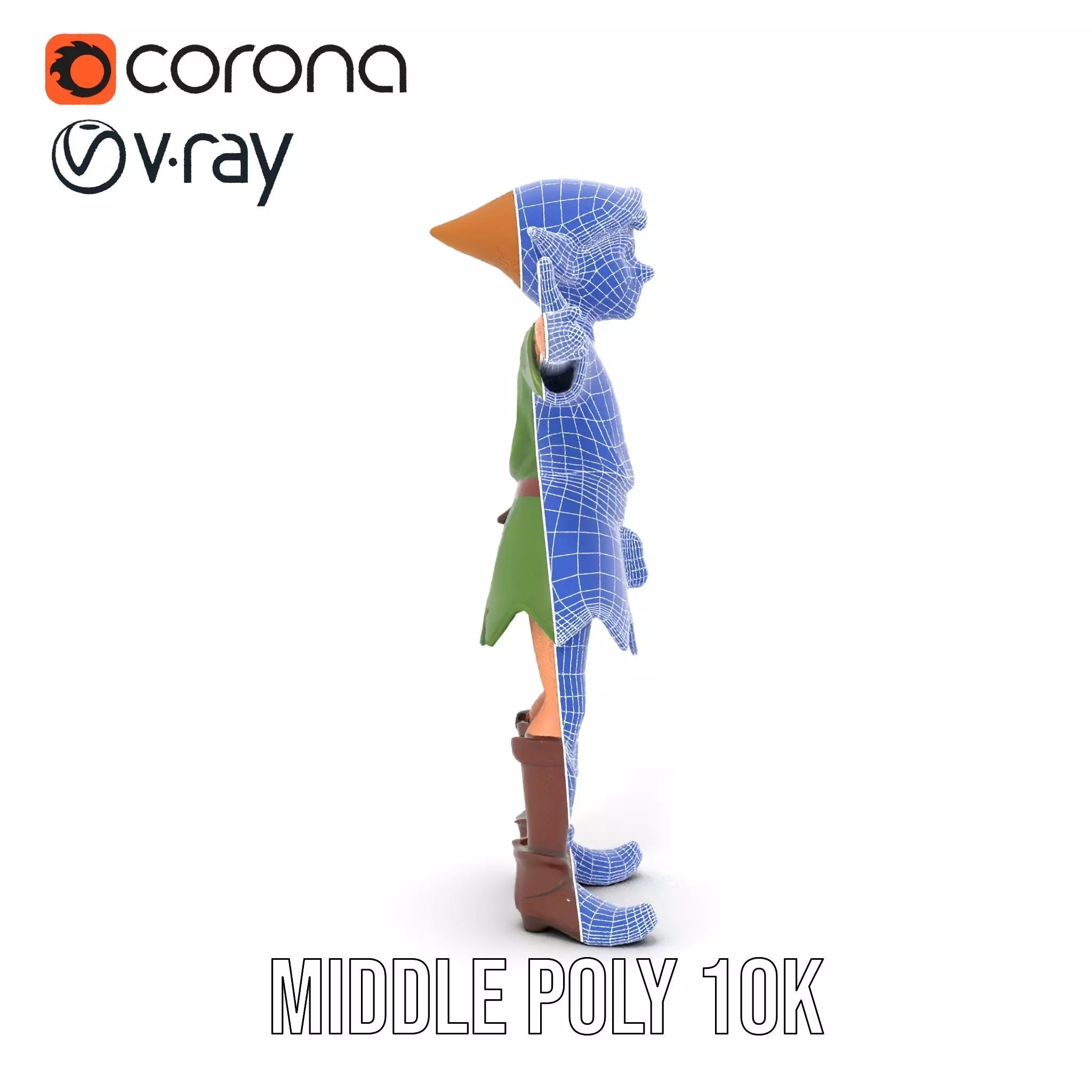 Elven Adventurer Rigged and Animated Model with Various LODs ... Low-poly 3D model_27