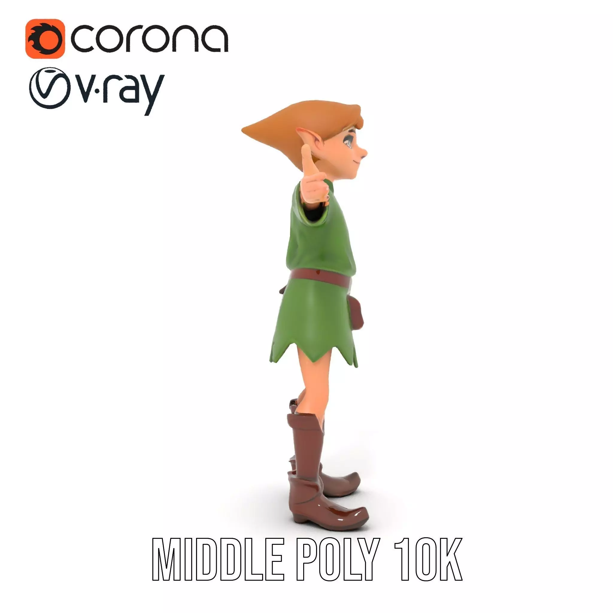 Elven Adventurer Rigged and Animated Model with Various LODs ... Low-poly 3D model_34