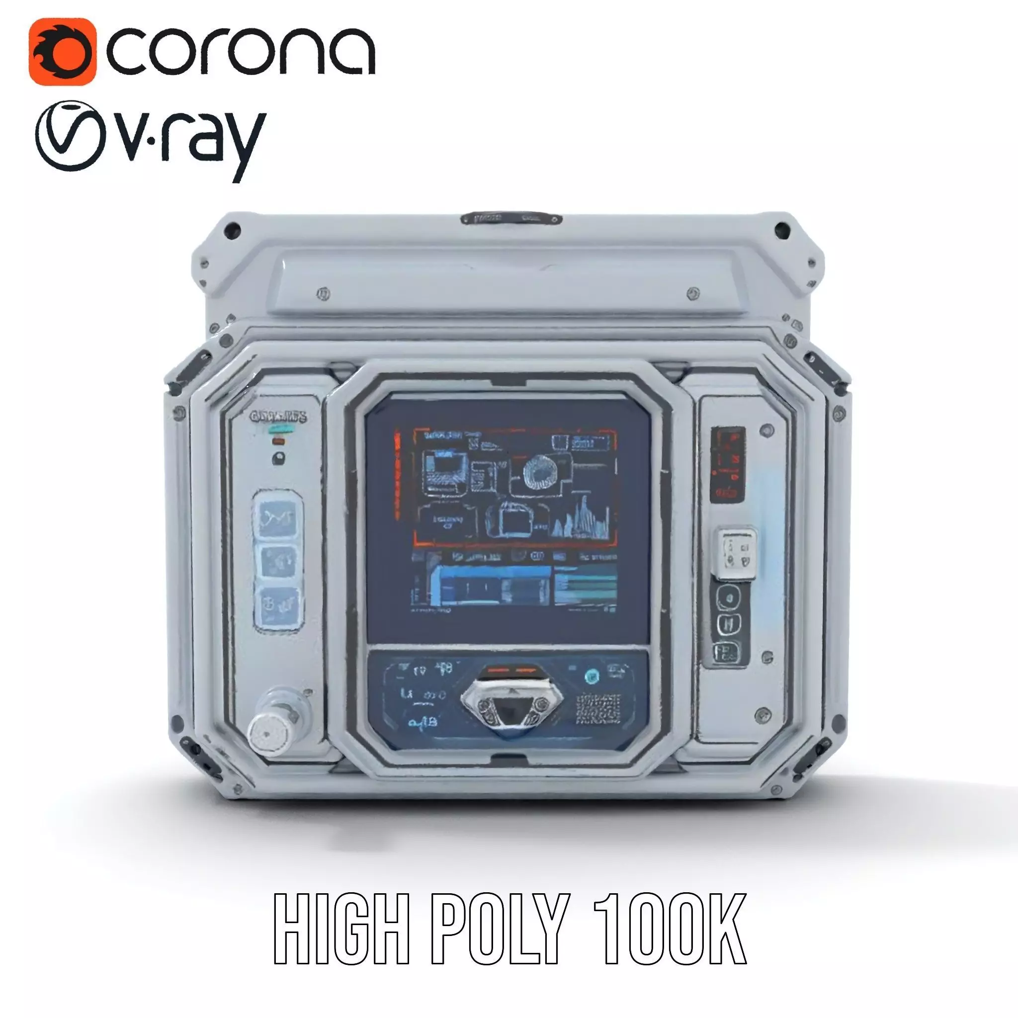 Futuristic Control Panel model pack with digital screen and b... Low-poly 3D model_33