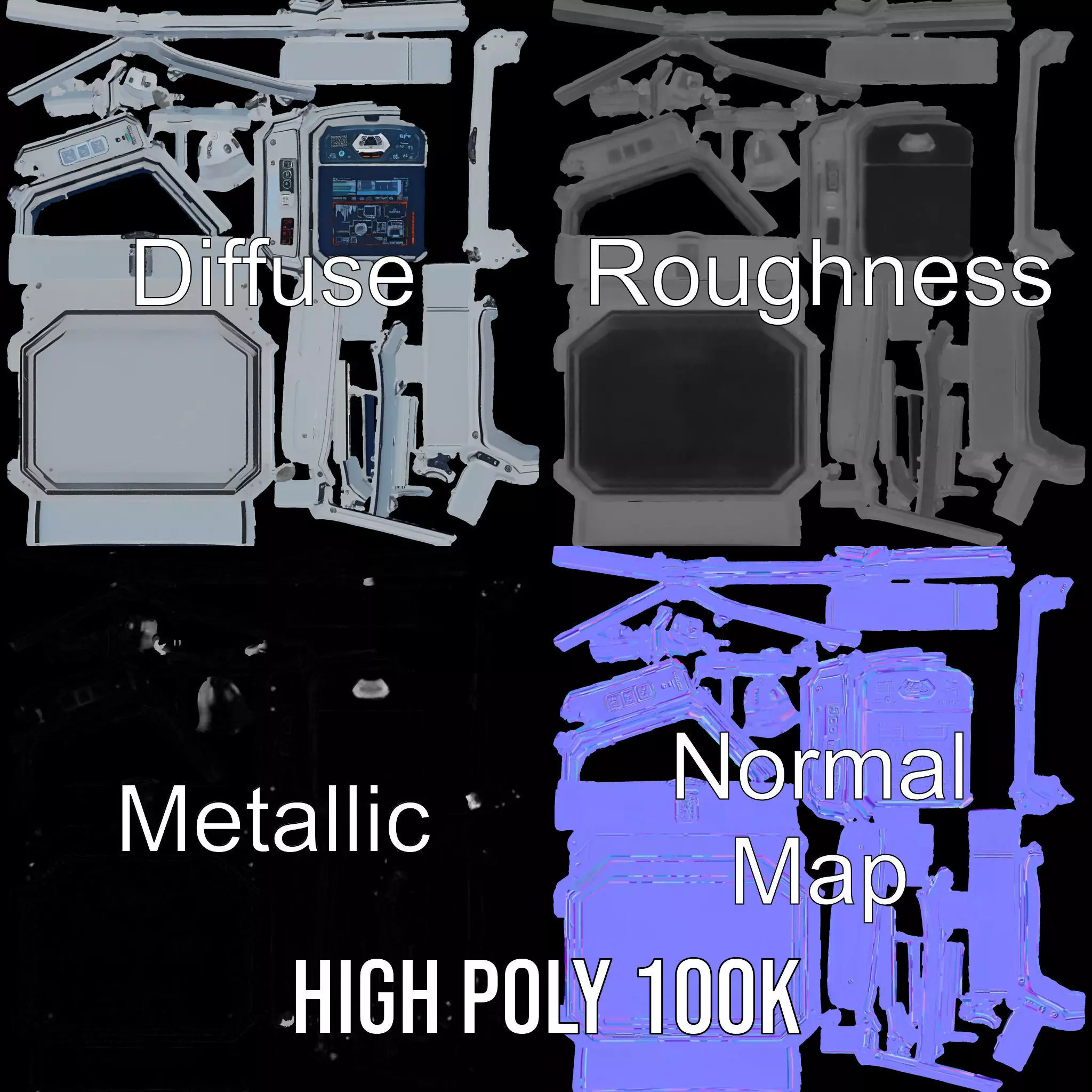 Futuristic Control Panel model pack with digital screen and b... Low-poly 3D model_3