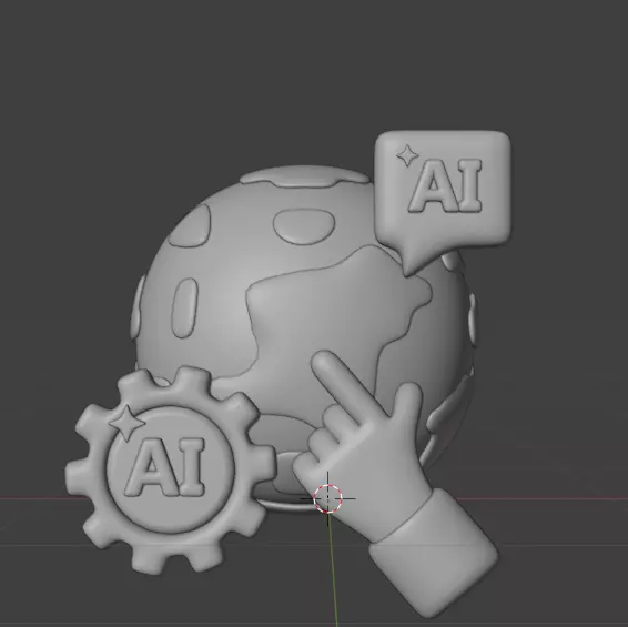 AI tech 3d Icon Pack 3D model_85