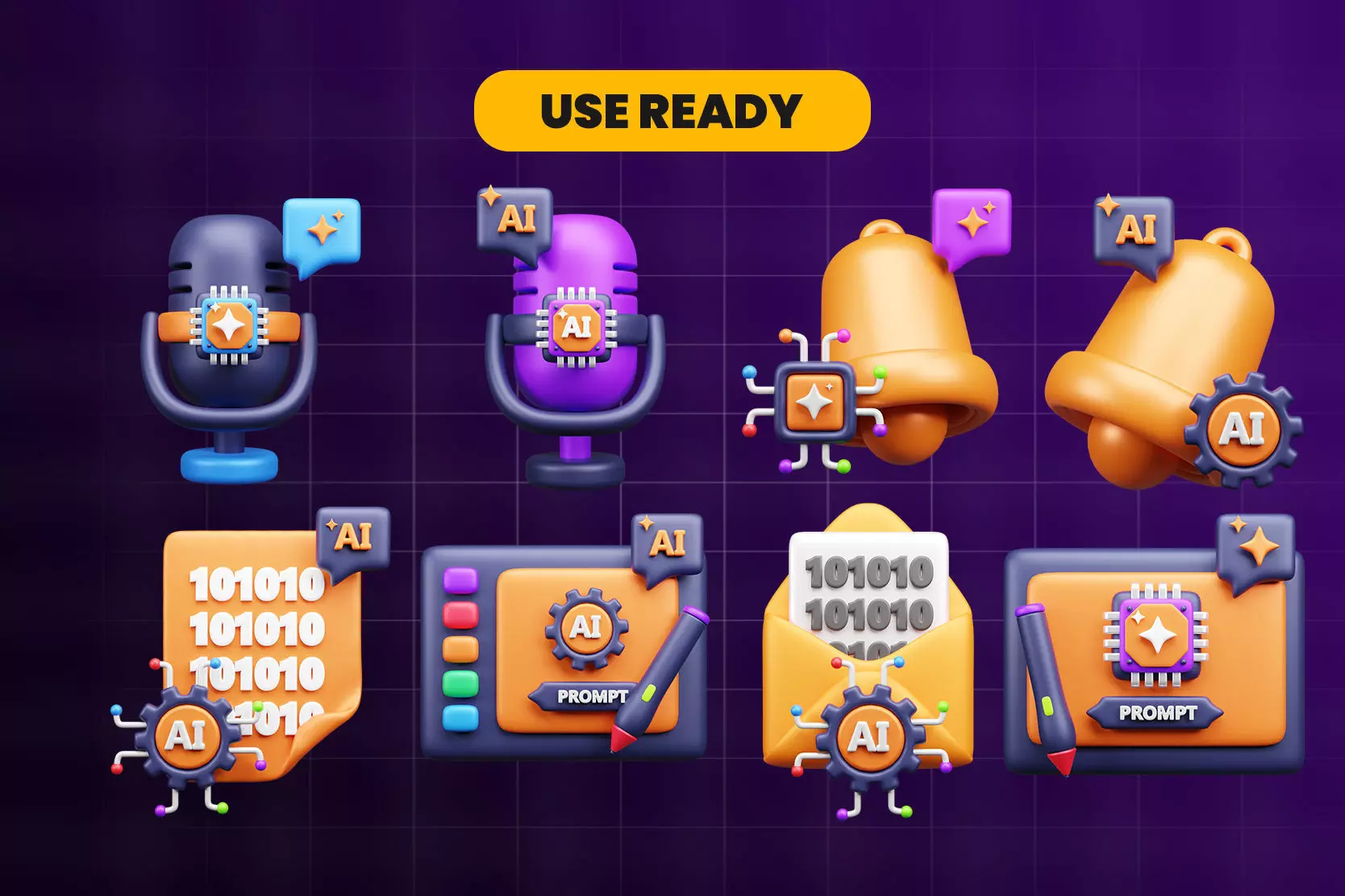 AI tech 3d Icon Pack 3D model_2