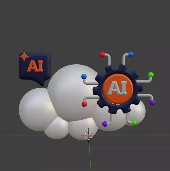 AI tech 3d Icon Pack 3D model_103