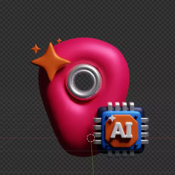 AI tech 3d Icon Pack 3D model_117