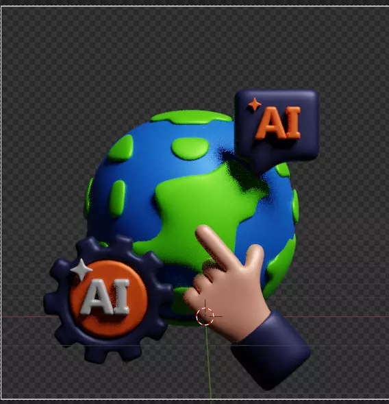 AI tech 3d Icon Pack 3D model_92