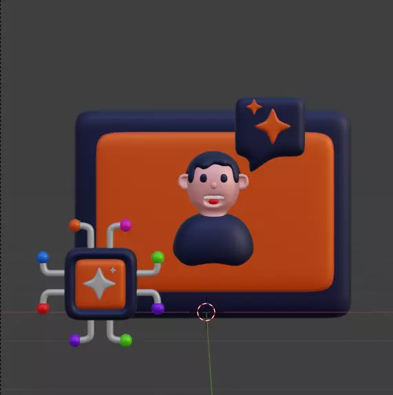 AI tech 3d Icon Pack 3D model_123