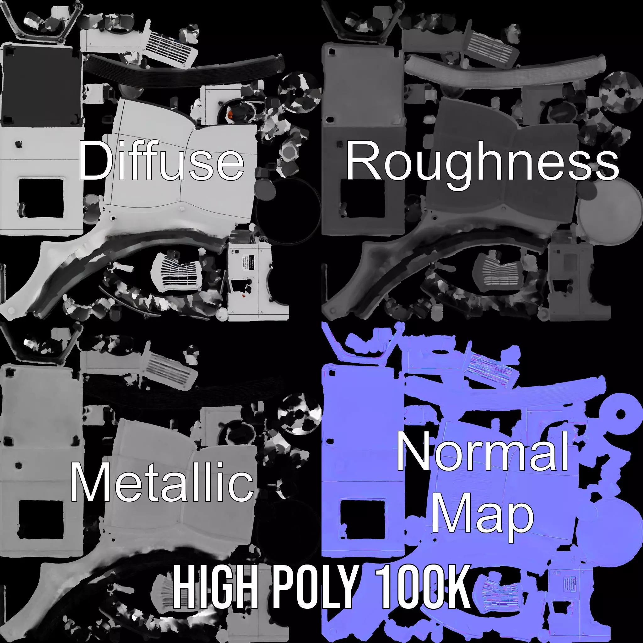 Industrial Cooling Fan Unit Model Pack Low-poly 3D model_4
