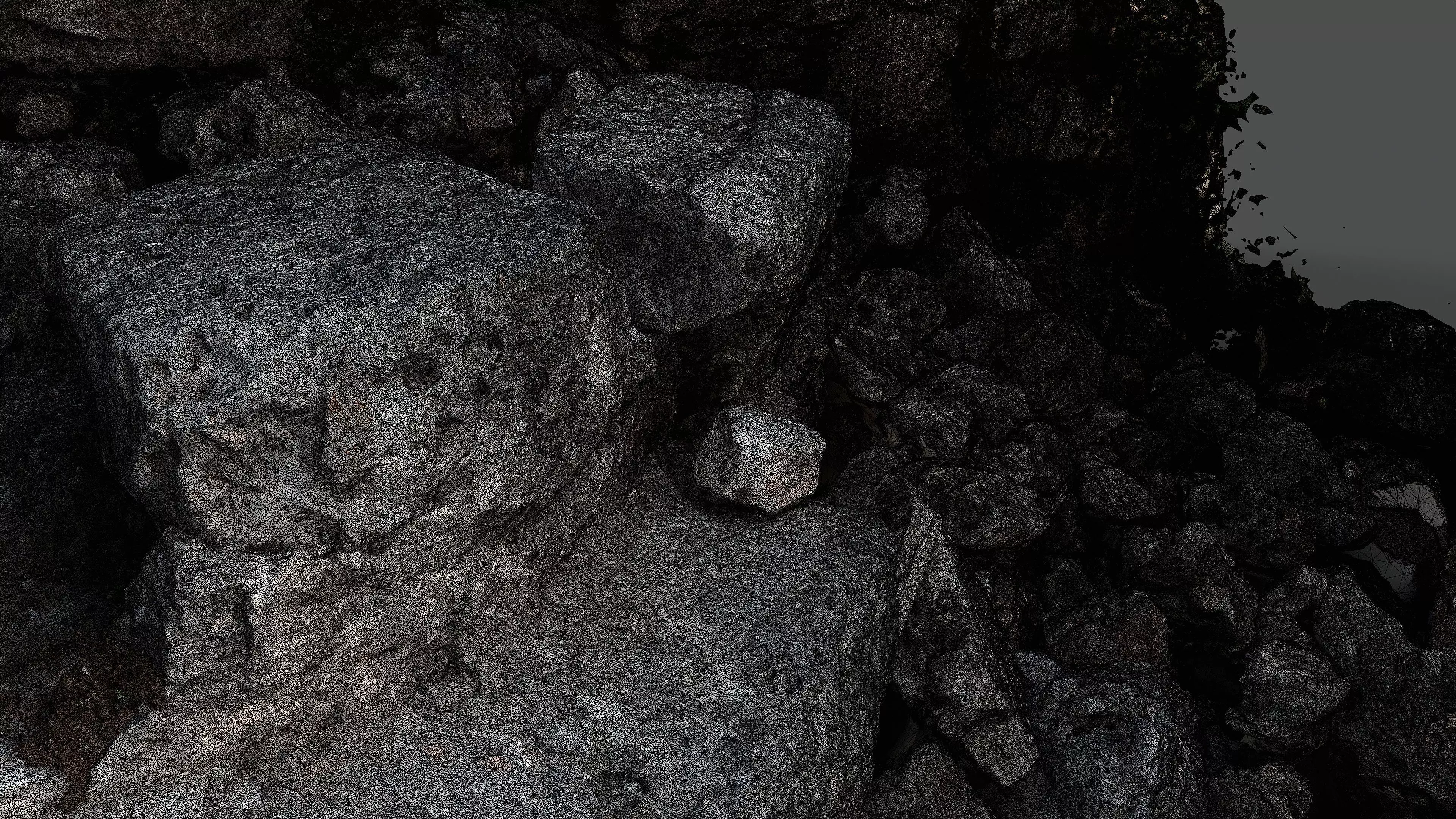 Abandoned House Ruined Part Scan - Stairs 03 3D model_8