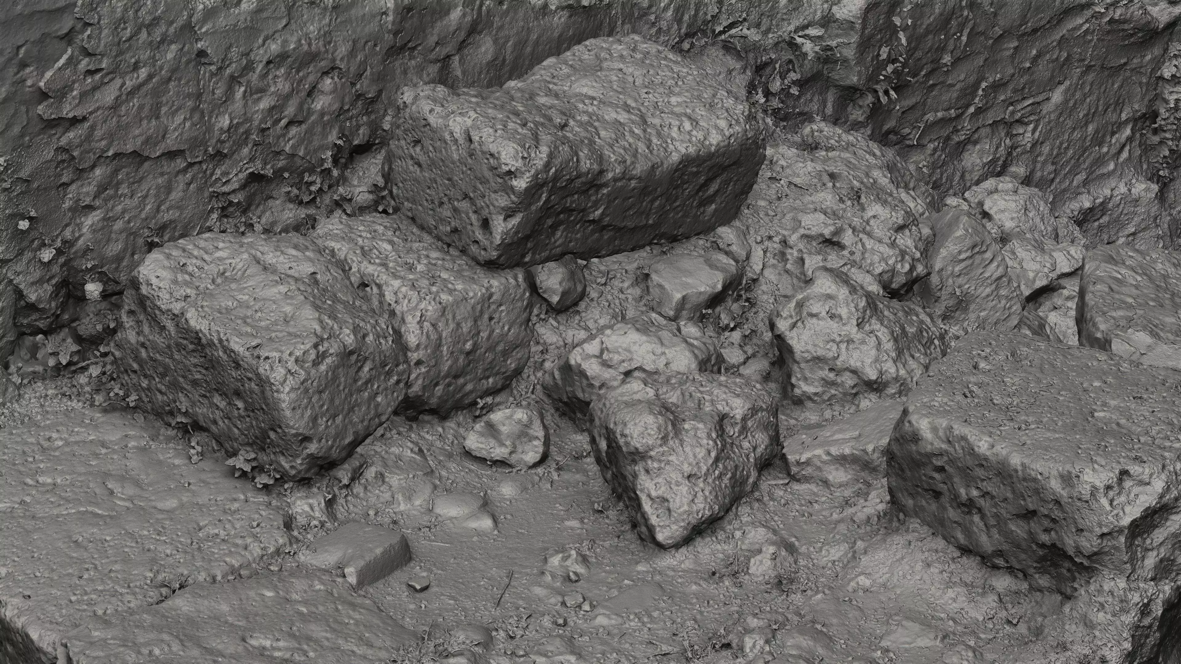 Abandoned House Ruined Part Scan - Stairs 03 3D model_12