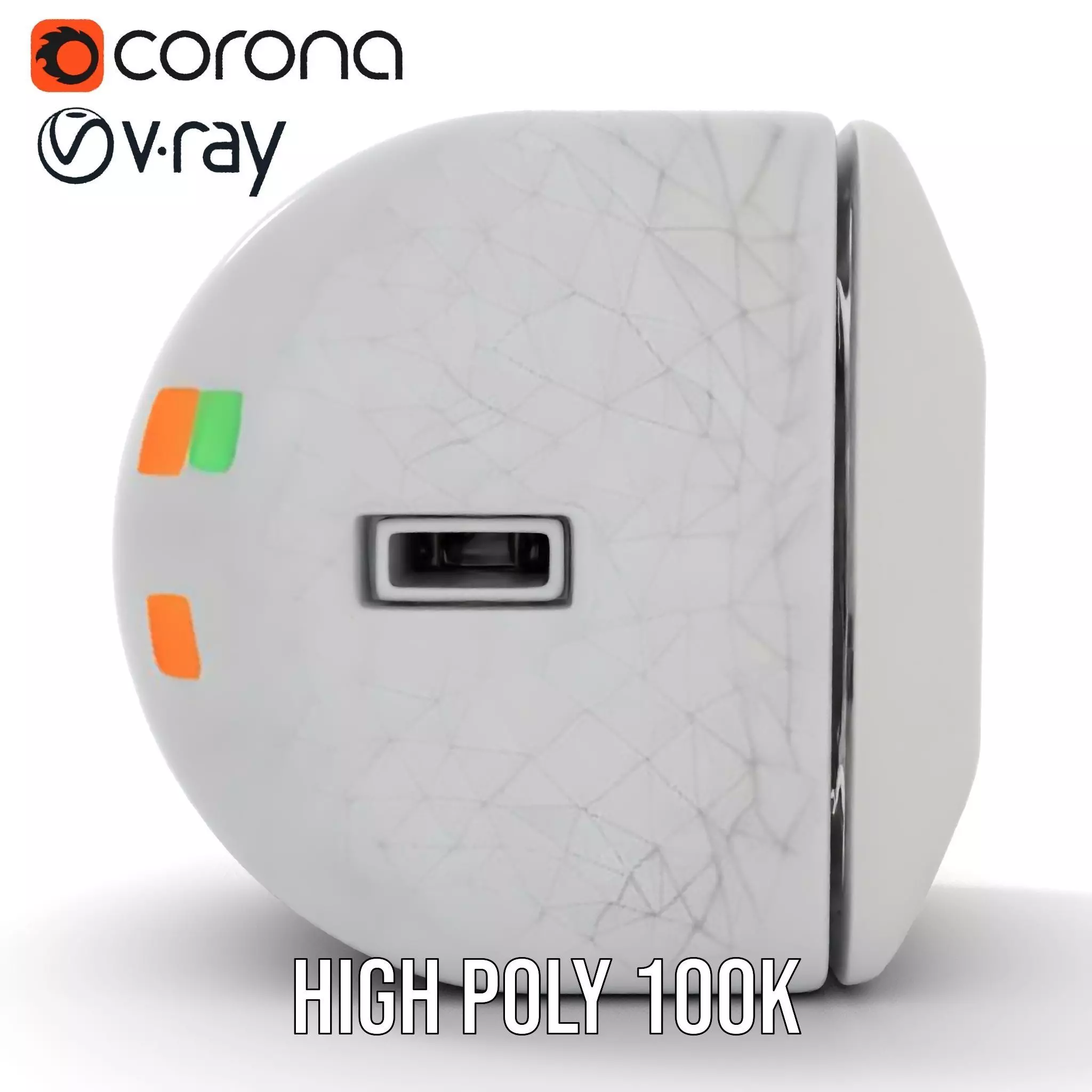 Electronic Wall Plug Model Pack with LED Indicators Low-poly 3D model_18