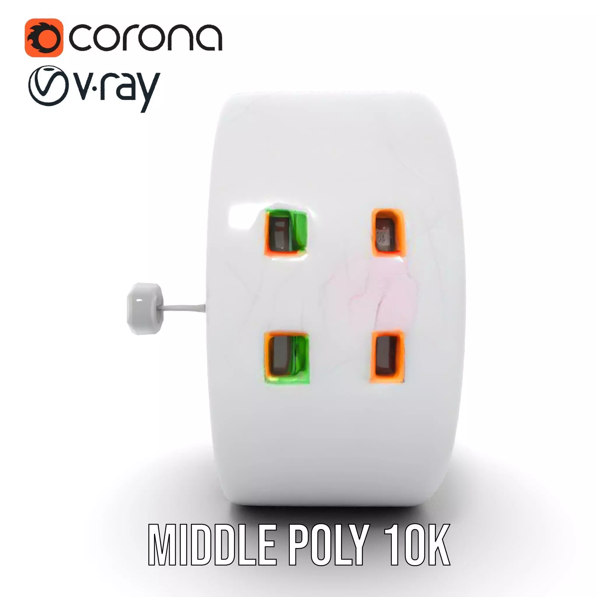 Electronic Wall Plug Model Pack with LED Indicators Low-poly 3D model_5