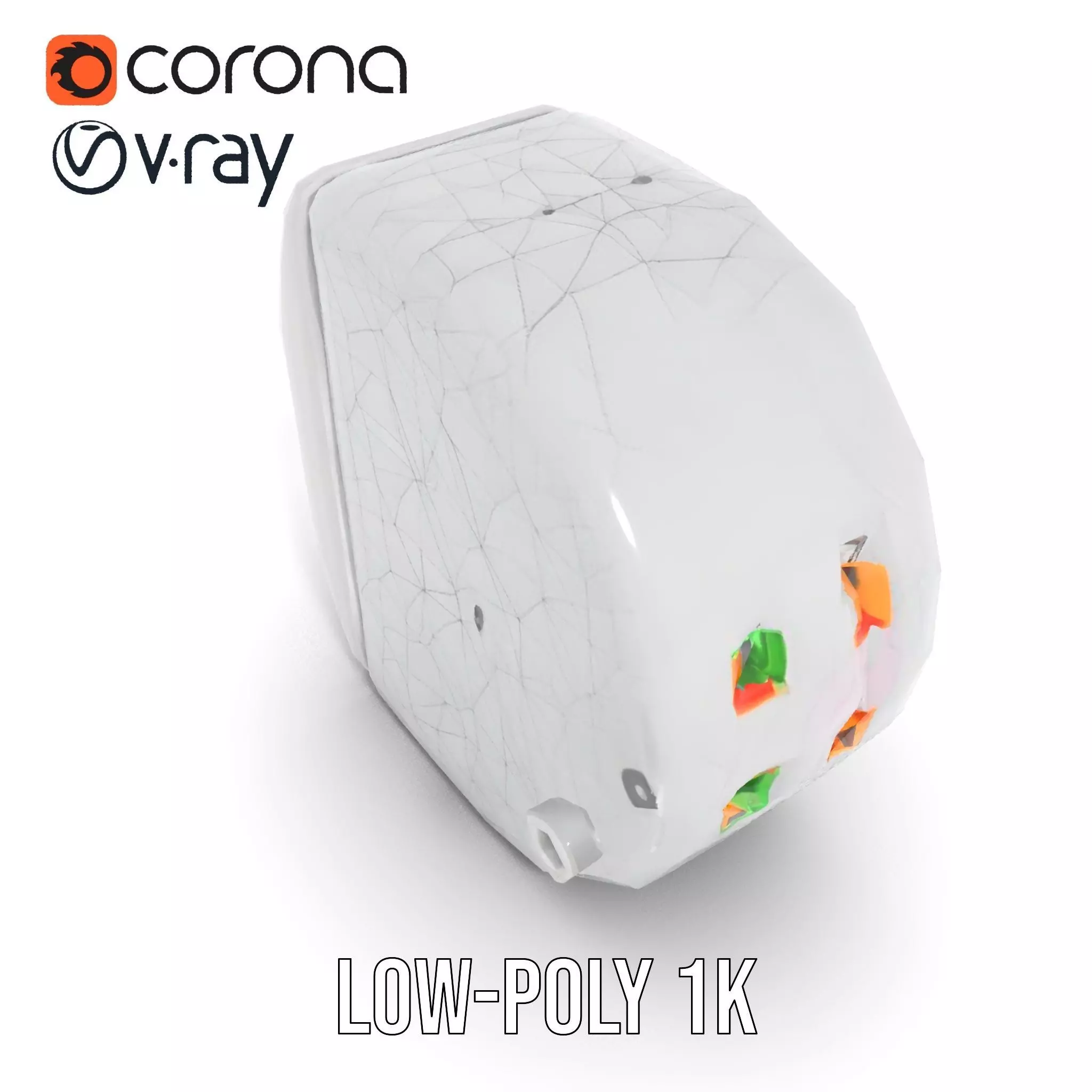 Electronic Wall Plug Model Pack with LED Indicators Low-poly 3D model_20