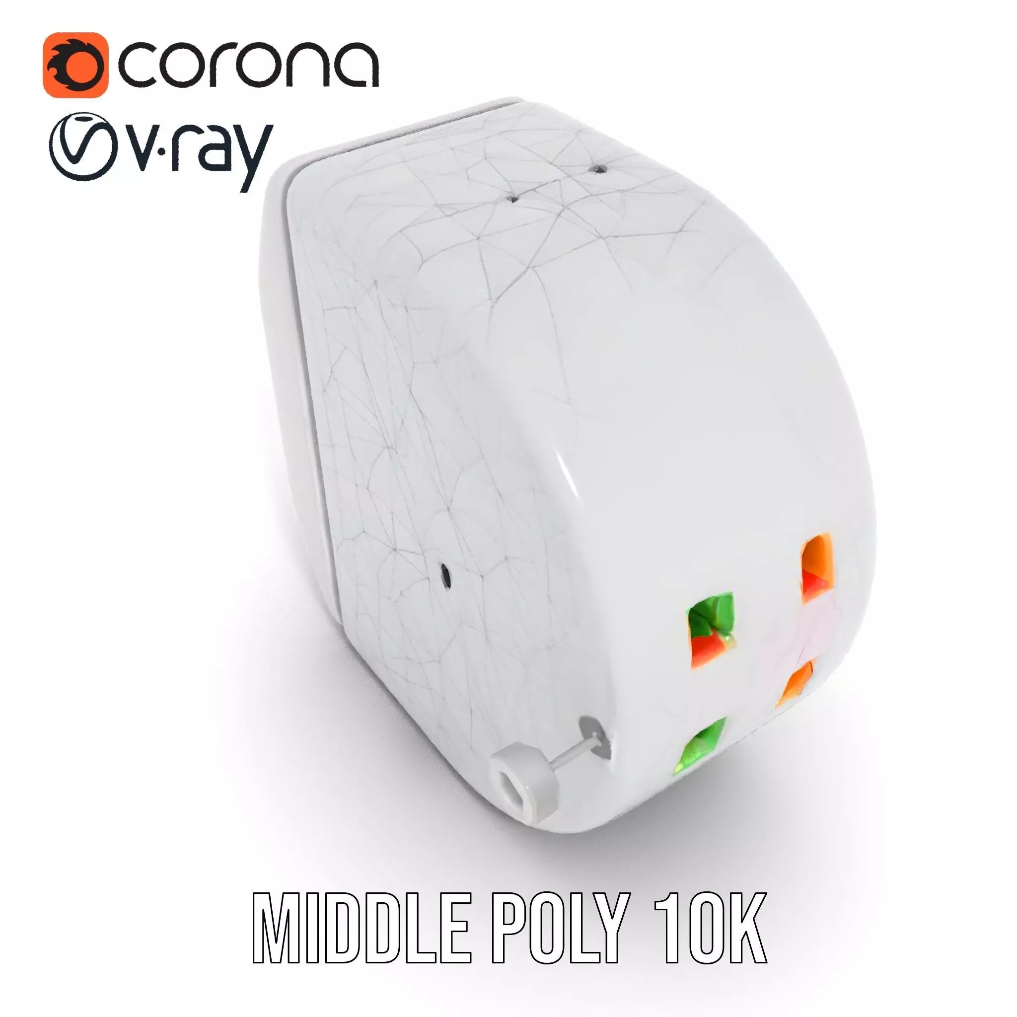 Electronic Wall Plug Model Pack with LED Indicators Low-poly 3D model_11