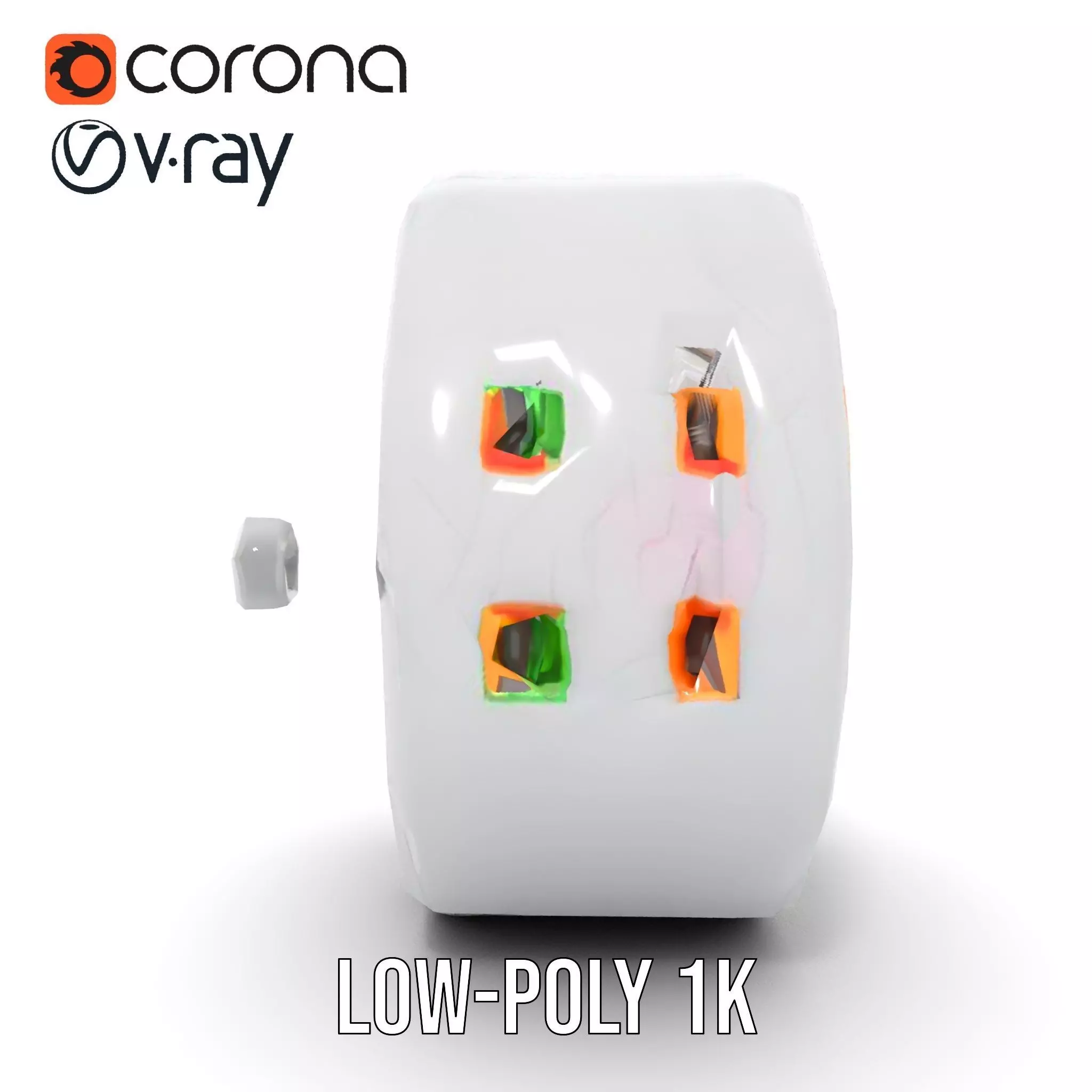 Electronic Wall Plug Model Pack with LED Indicators Low-poly 3D model_9