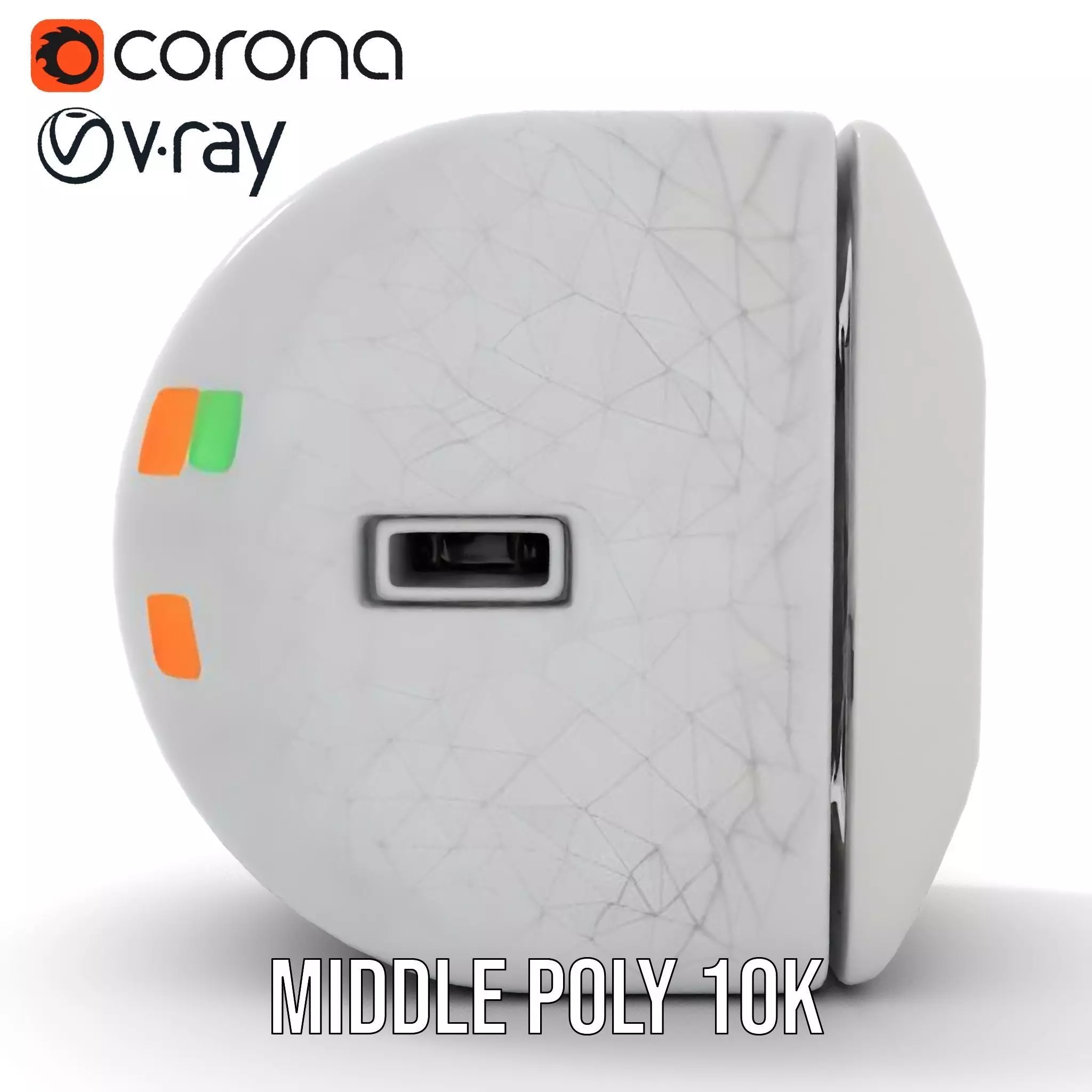 Electronic Wall Plug Model Pack with LED Indicators Low-poly 3D model_19