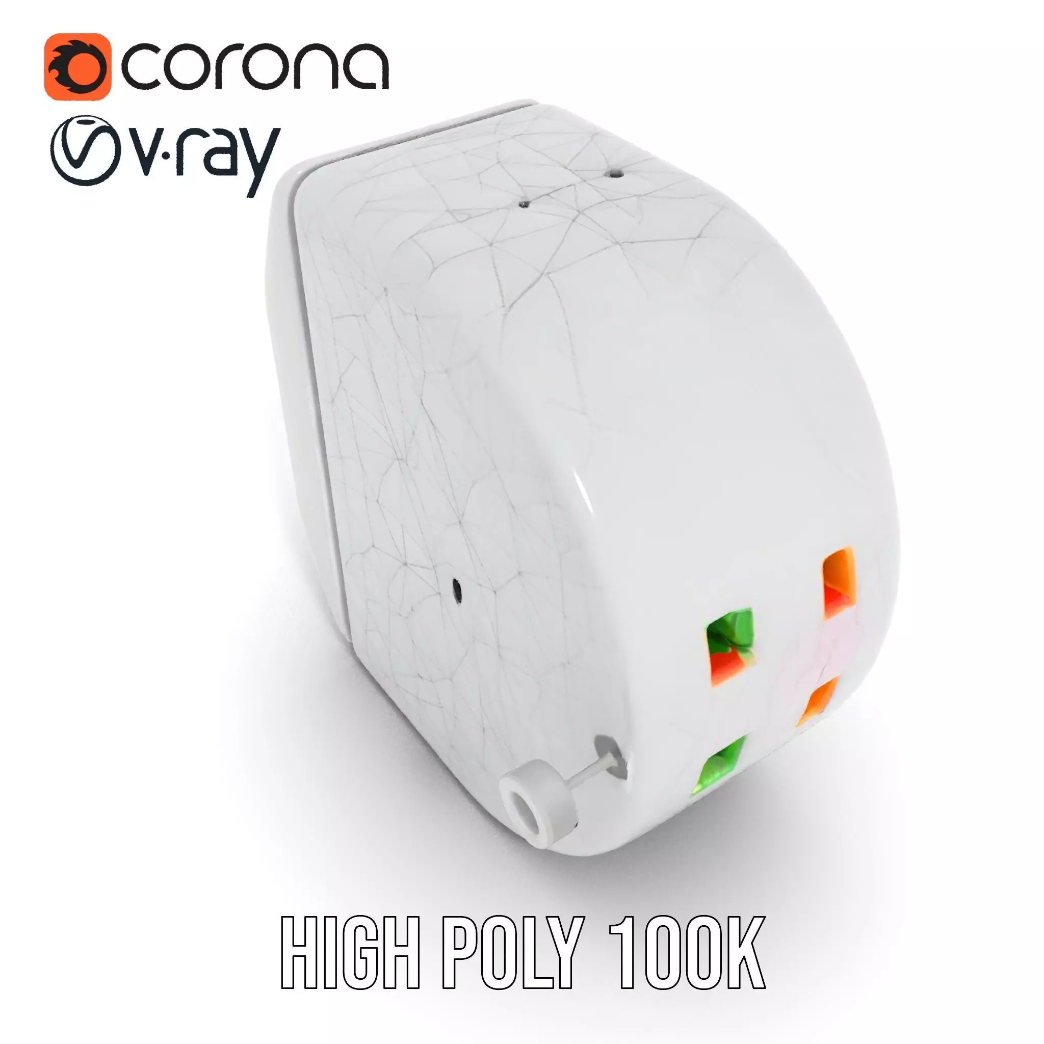 Electronic Wall Plug Model Pack with LED Indicators Low-poly 3D model_23