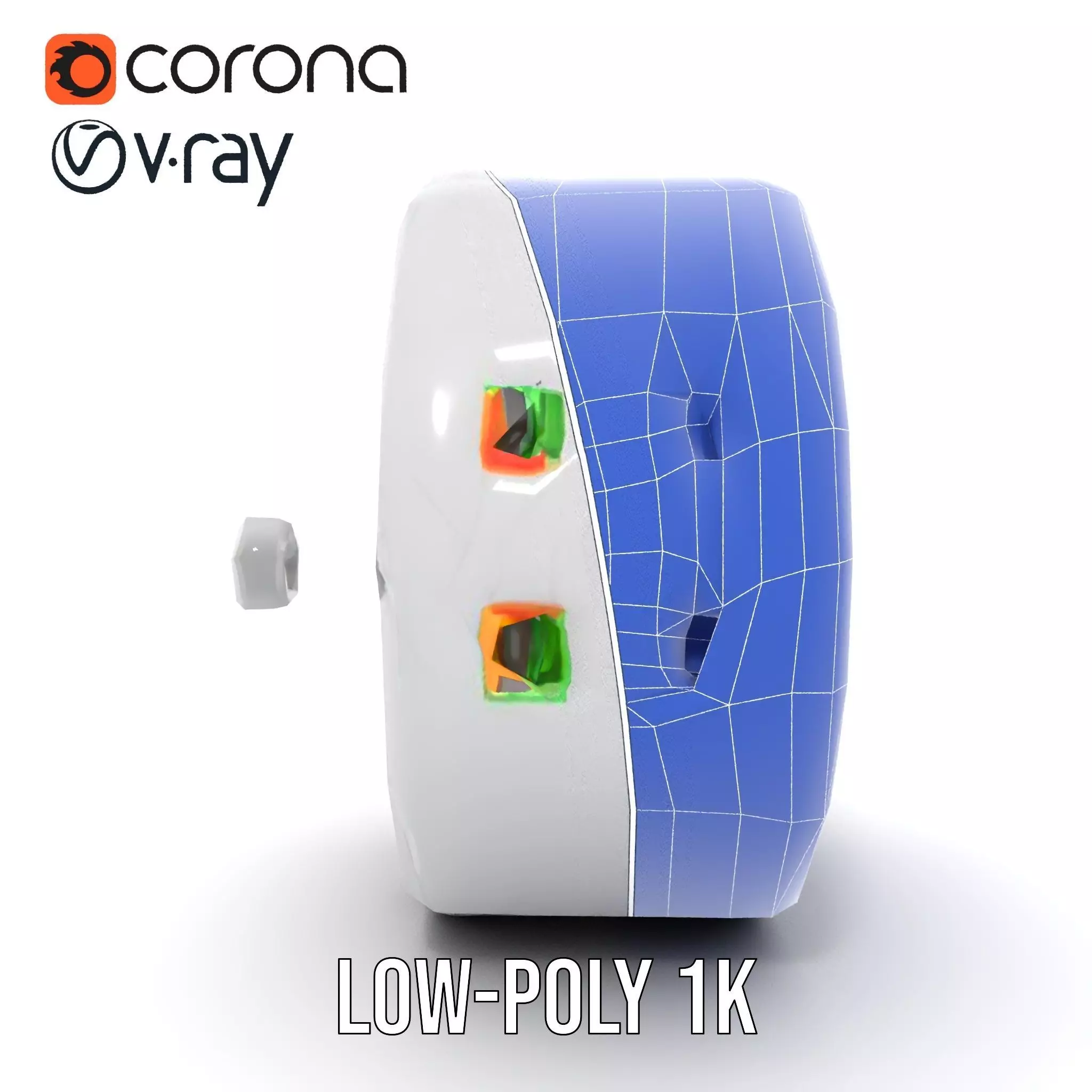 Electronic Wall Plug Model Pack with LED Indicators Low-poly 3D model_17