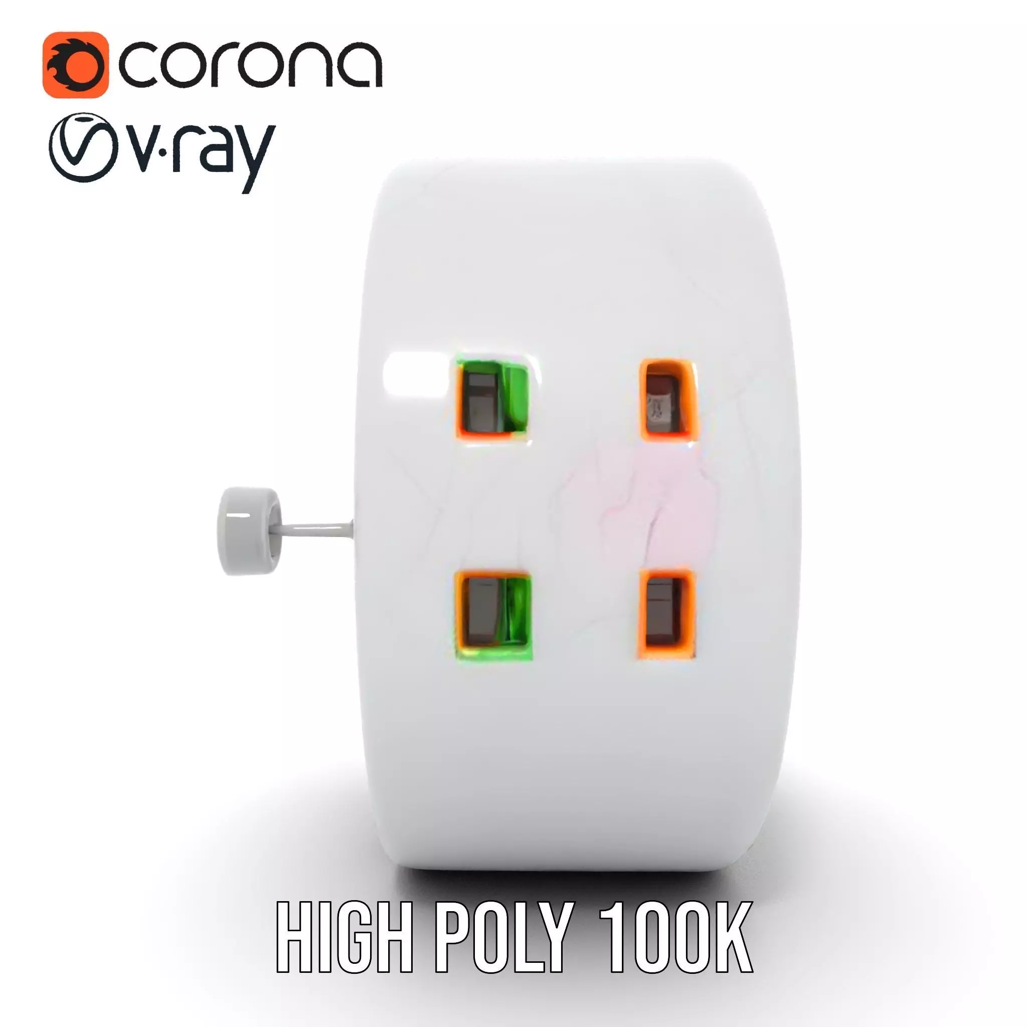 Electronic Wall Plug Model Pack with LED Indicators Low-poly 3D model_26