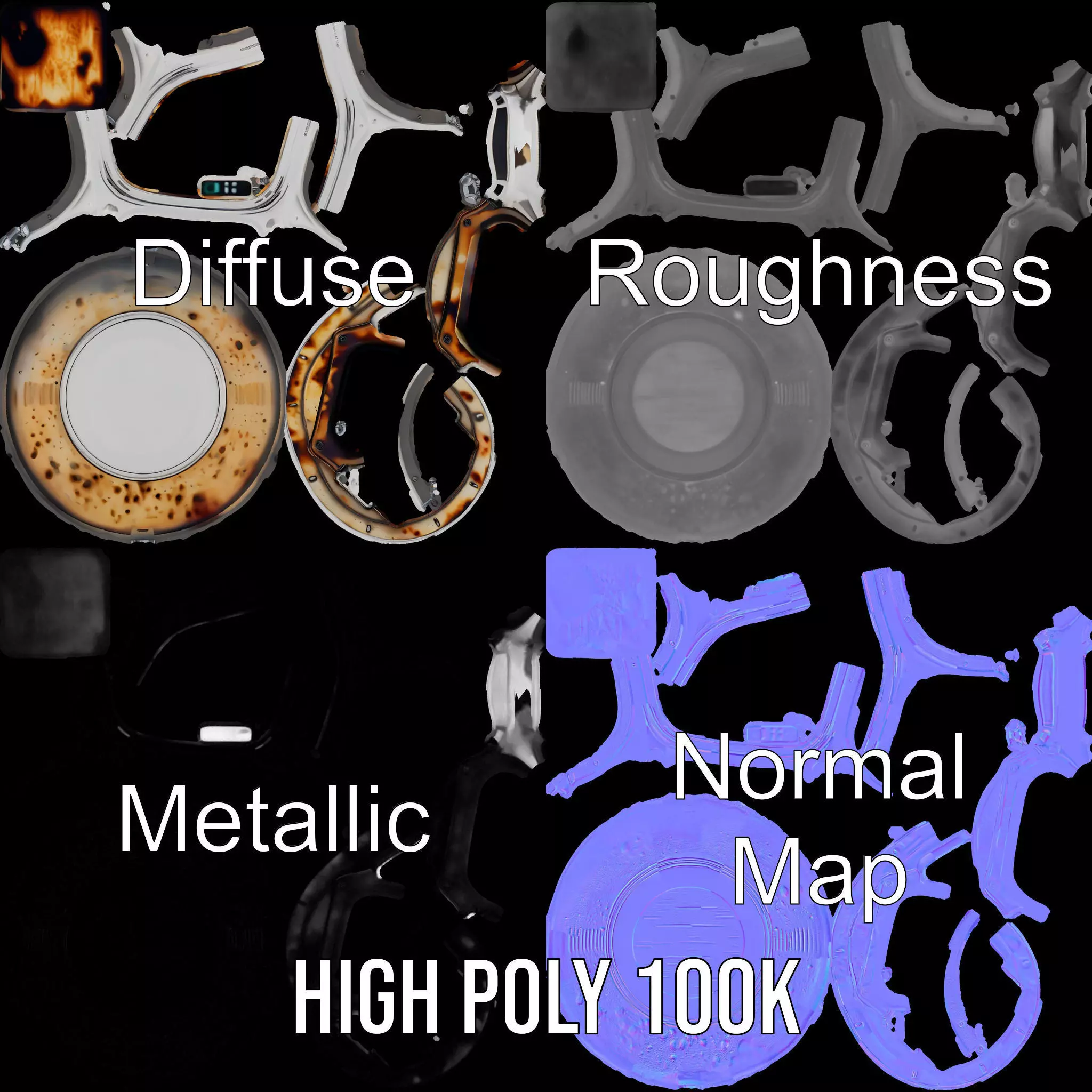 Futuristic Rusty Hatch Door Model Pack Low-poly 3D model_3