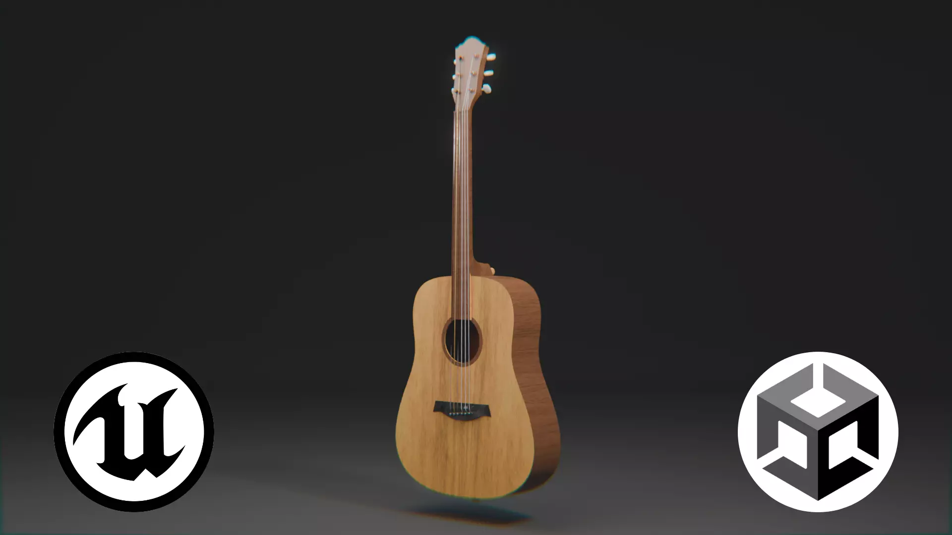 Acoustic Guitar Game Ready 3D Model PBR Textured Low-poly 3D model_0