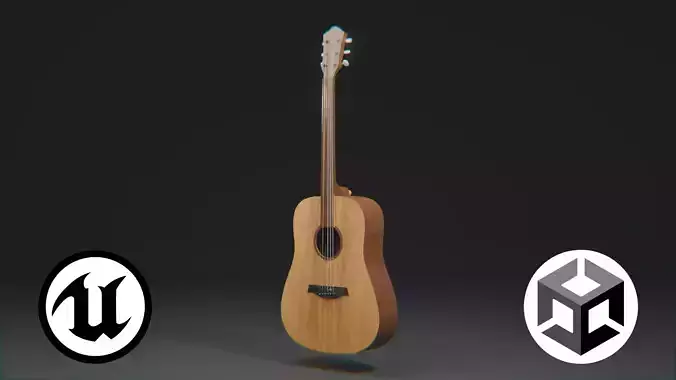 Acoustic Guitar Game Ready 3D Model PBR Textured Low-poly 3D model