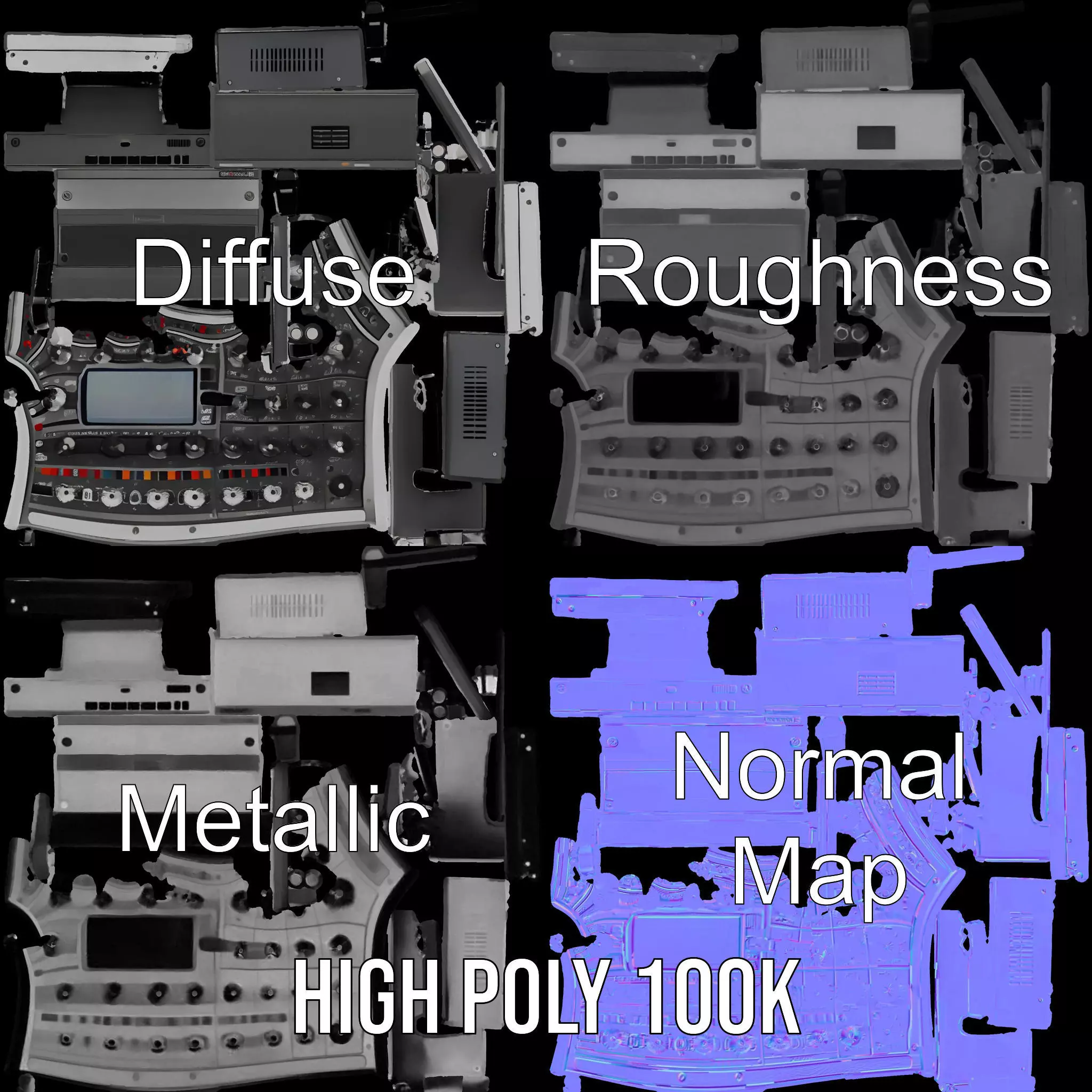 Professional Audio Control Interface model pack Low-poly 3D model_3