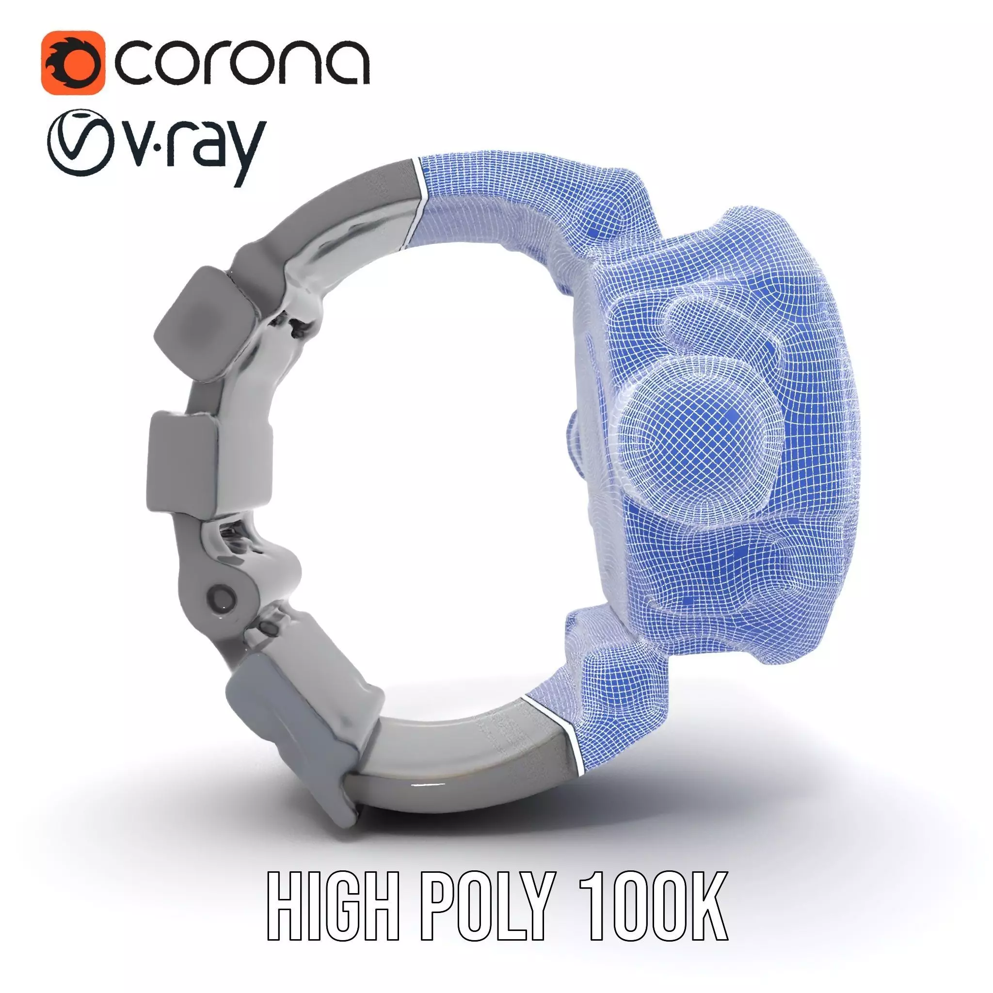 Futuristic Digital Watch Model Pack Low-poly 3D model_34